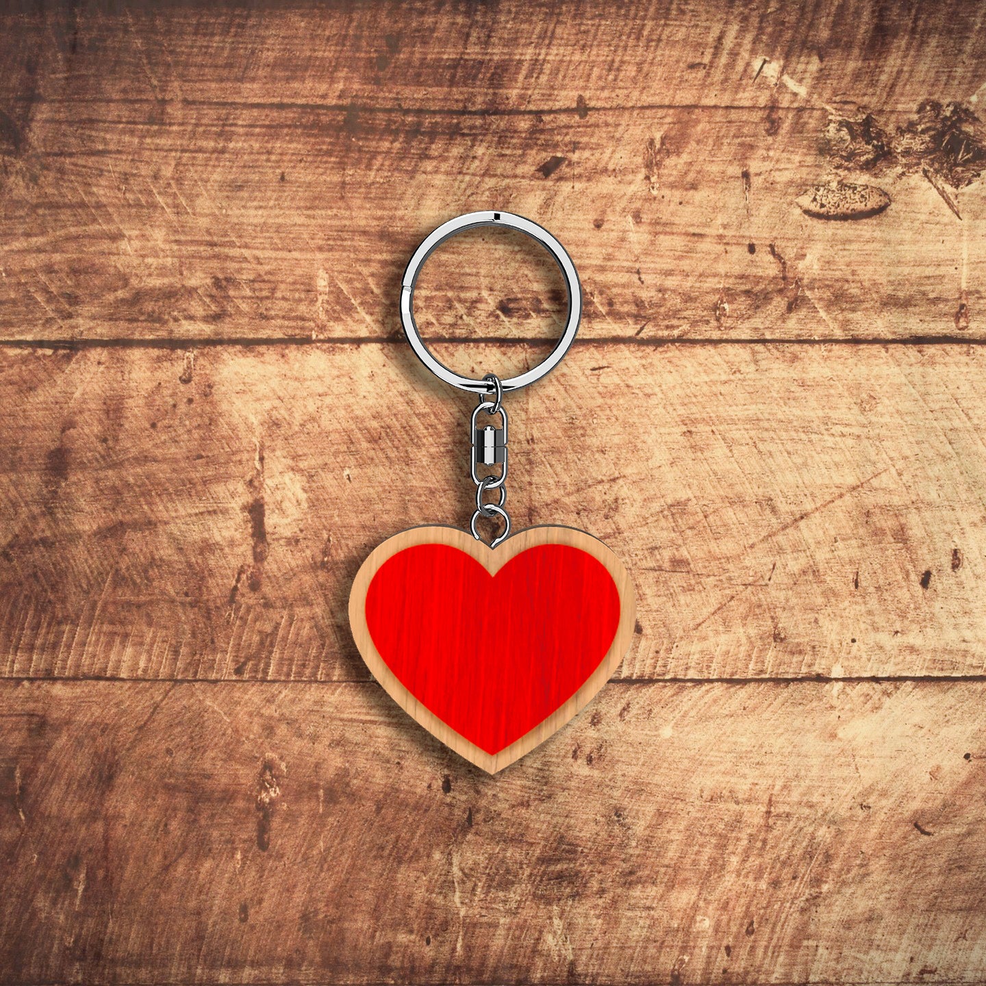 Llavero de madera en forma de Corazón