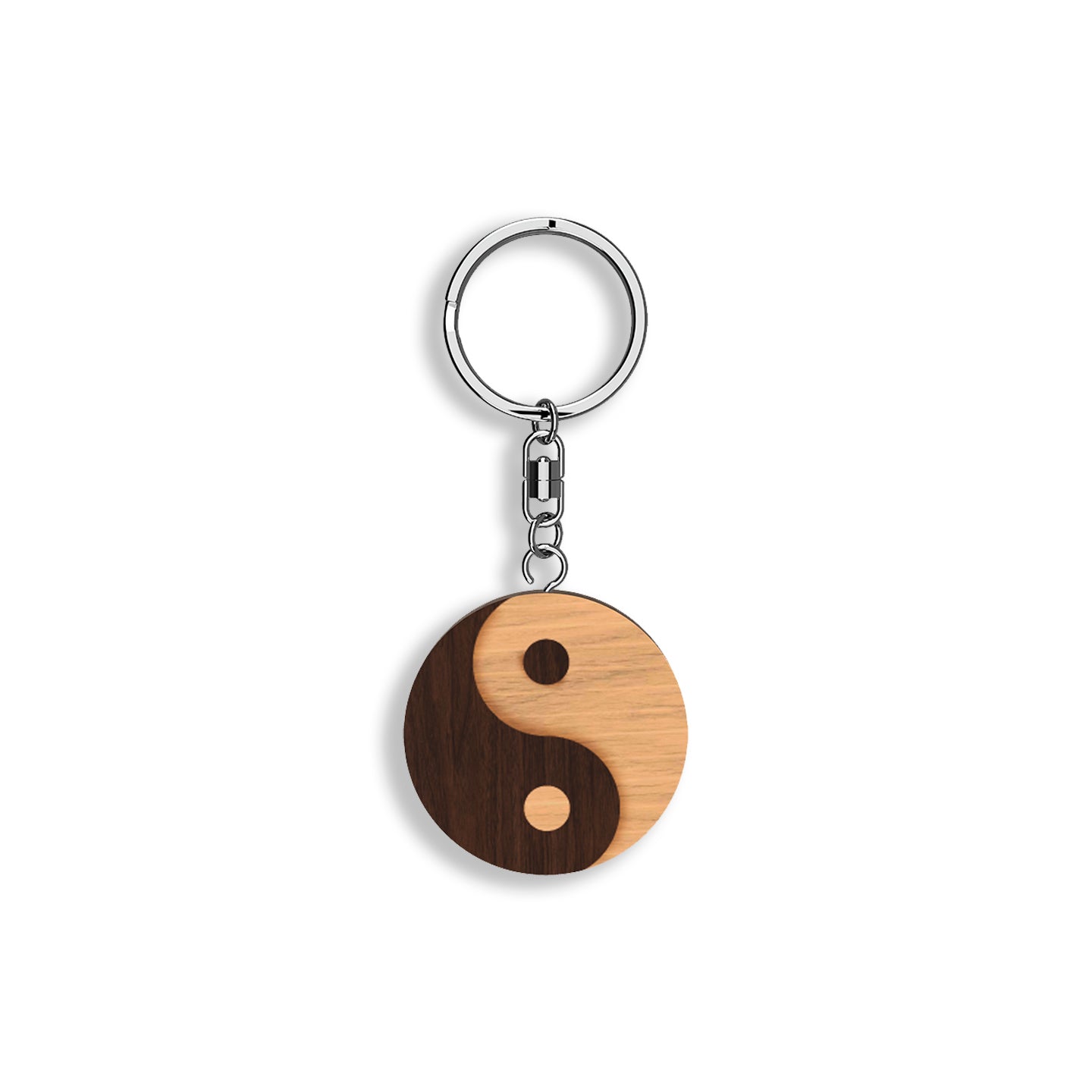 Llavero de madera Yin y Yang, hecho a mano