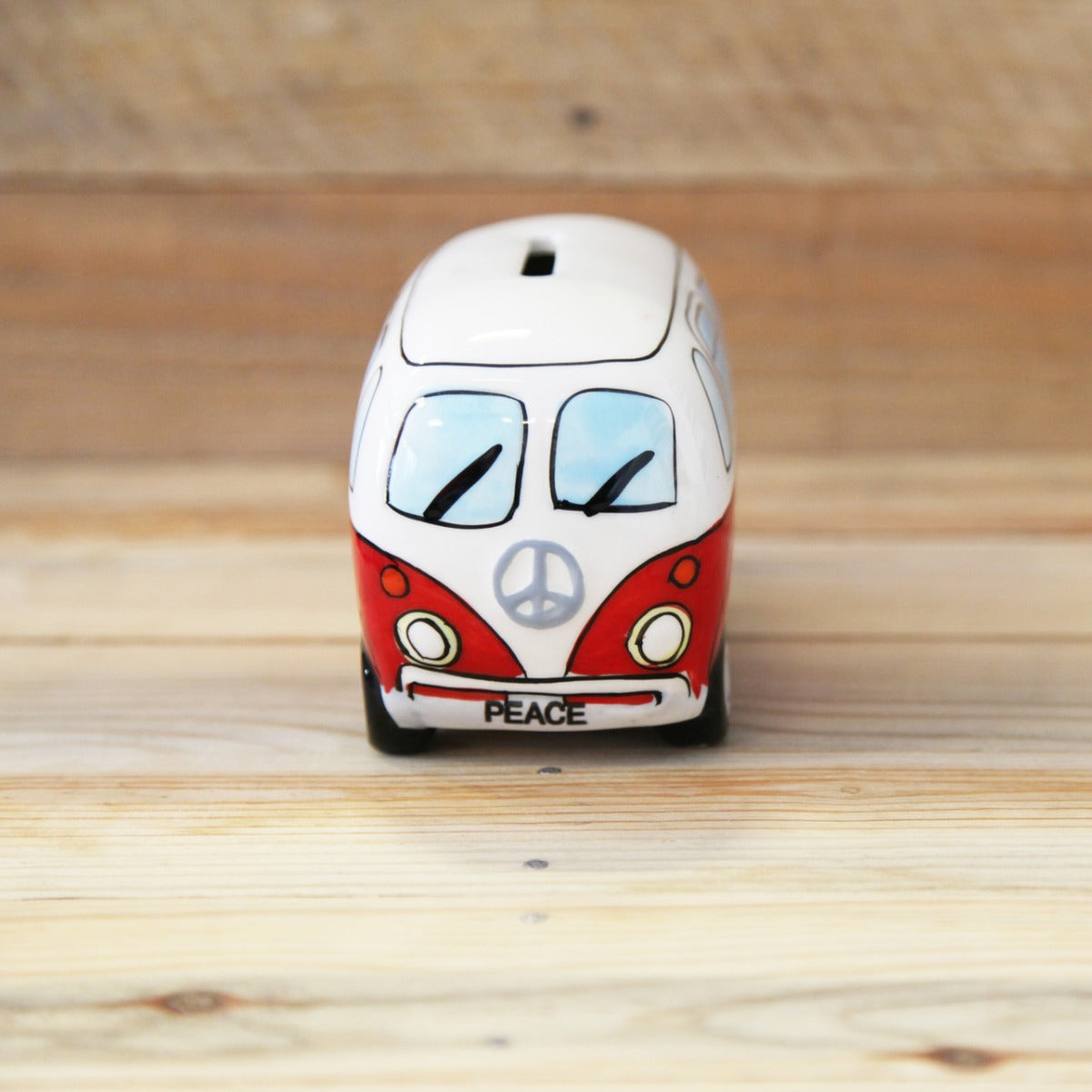 Hucha Campervan de color rojo