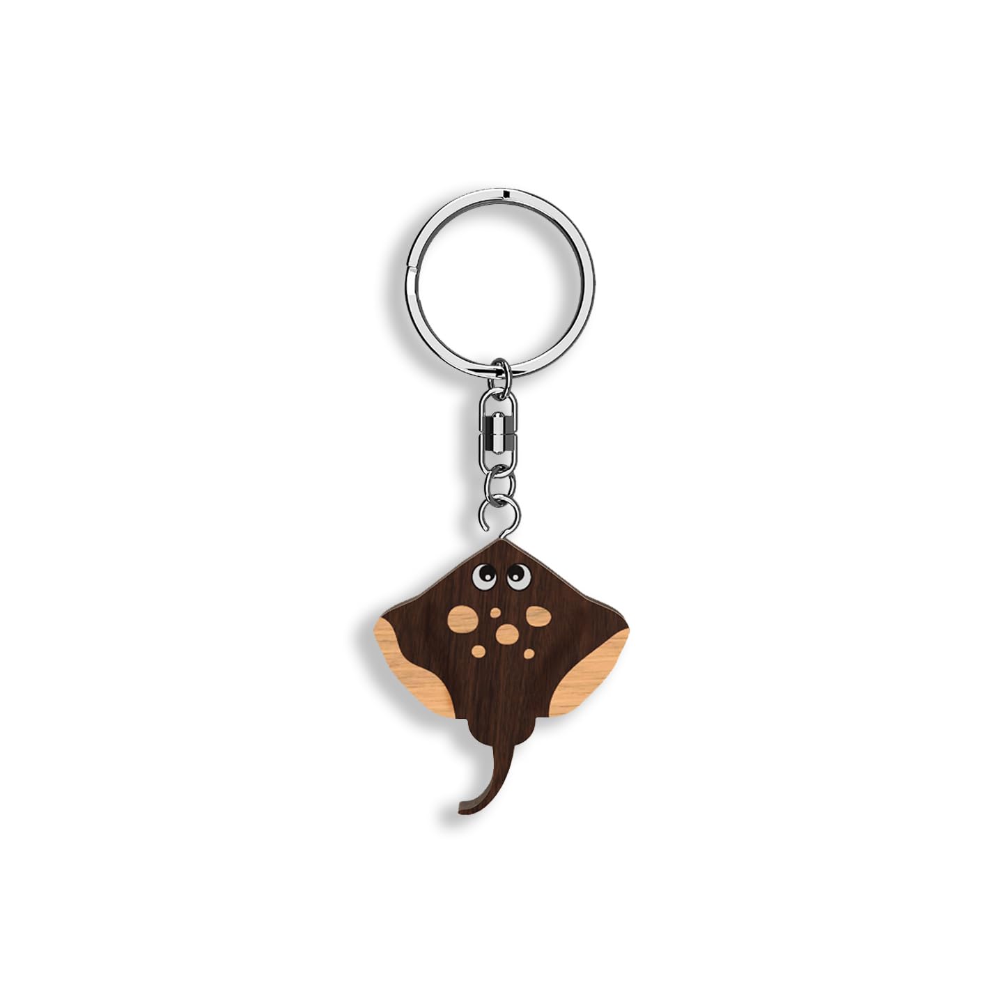 Llavero de madera con forma de Mantaraya