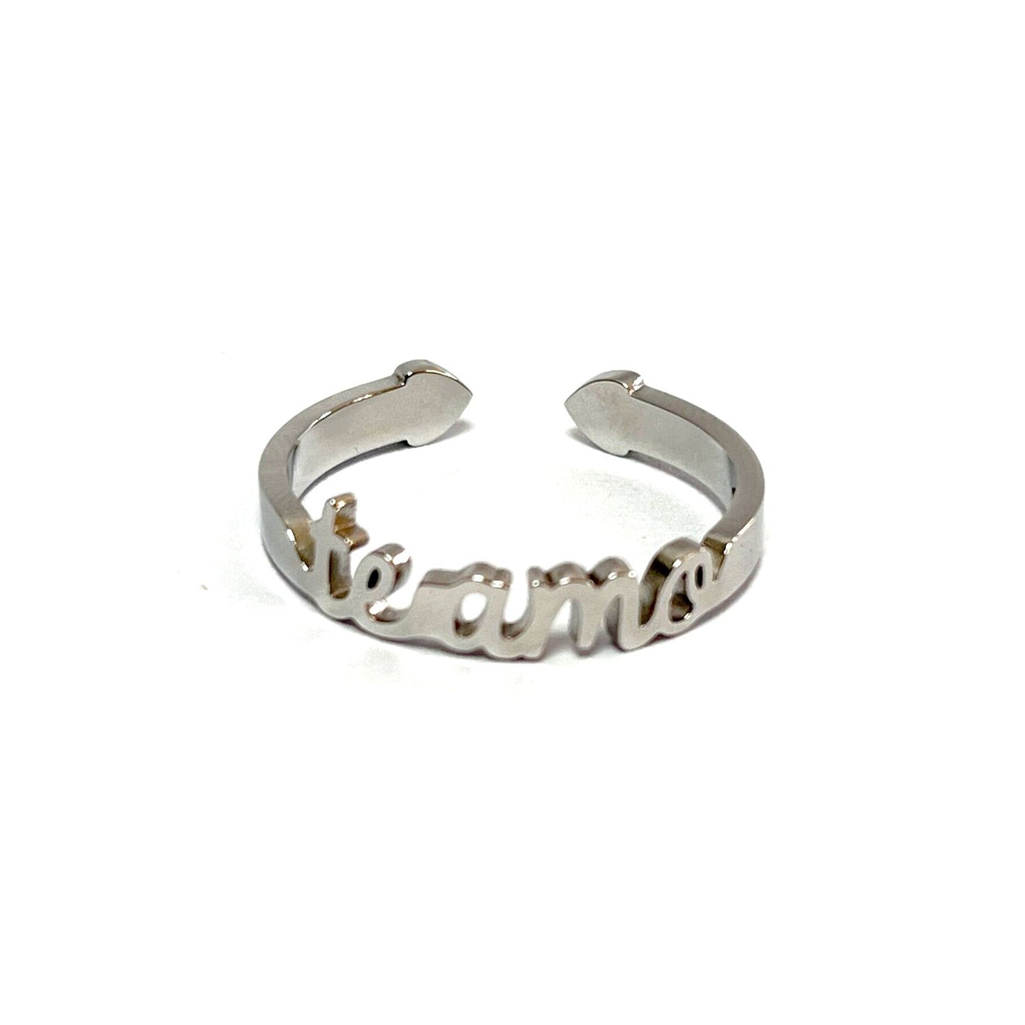 Anillo "Te Amo", ajustable, de acero inoxidable