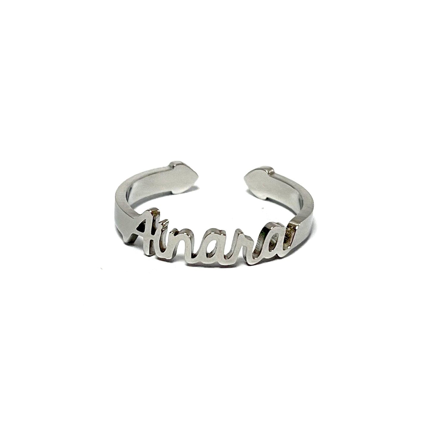 Anillo con Nombres, ajustables, de acero inoxidable