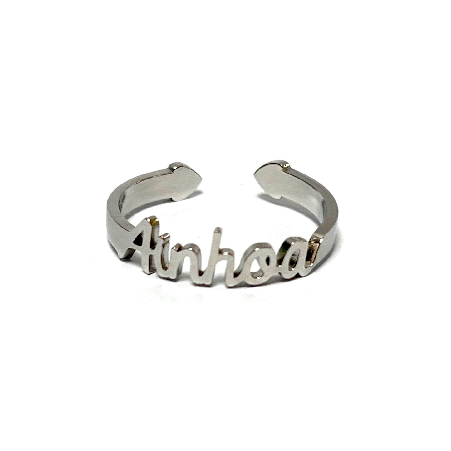 Anillo con Nombres, ajustables, de acero inoxidable