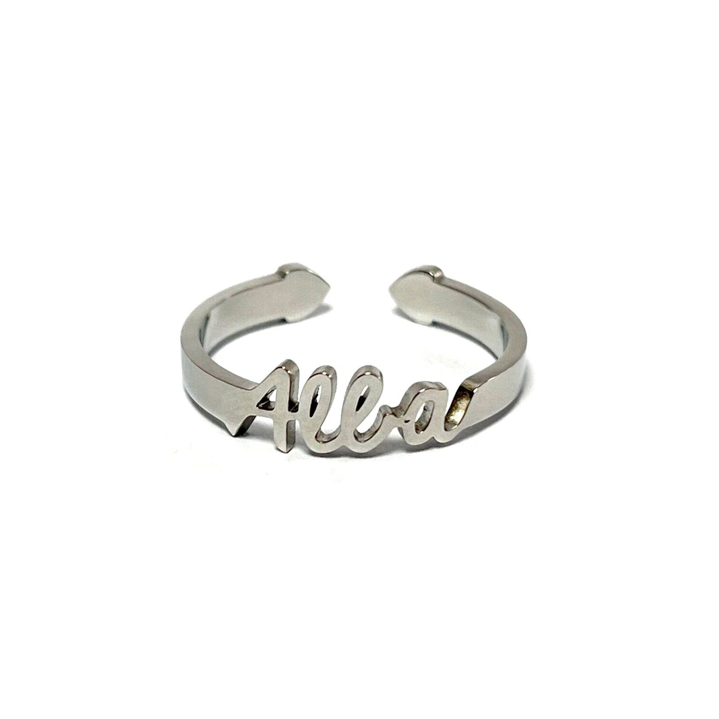 Anillo con Nombres, ajustables, de acero inoxidable