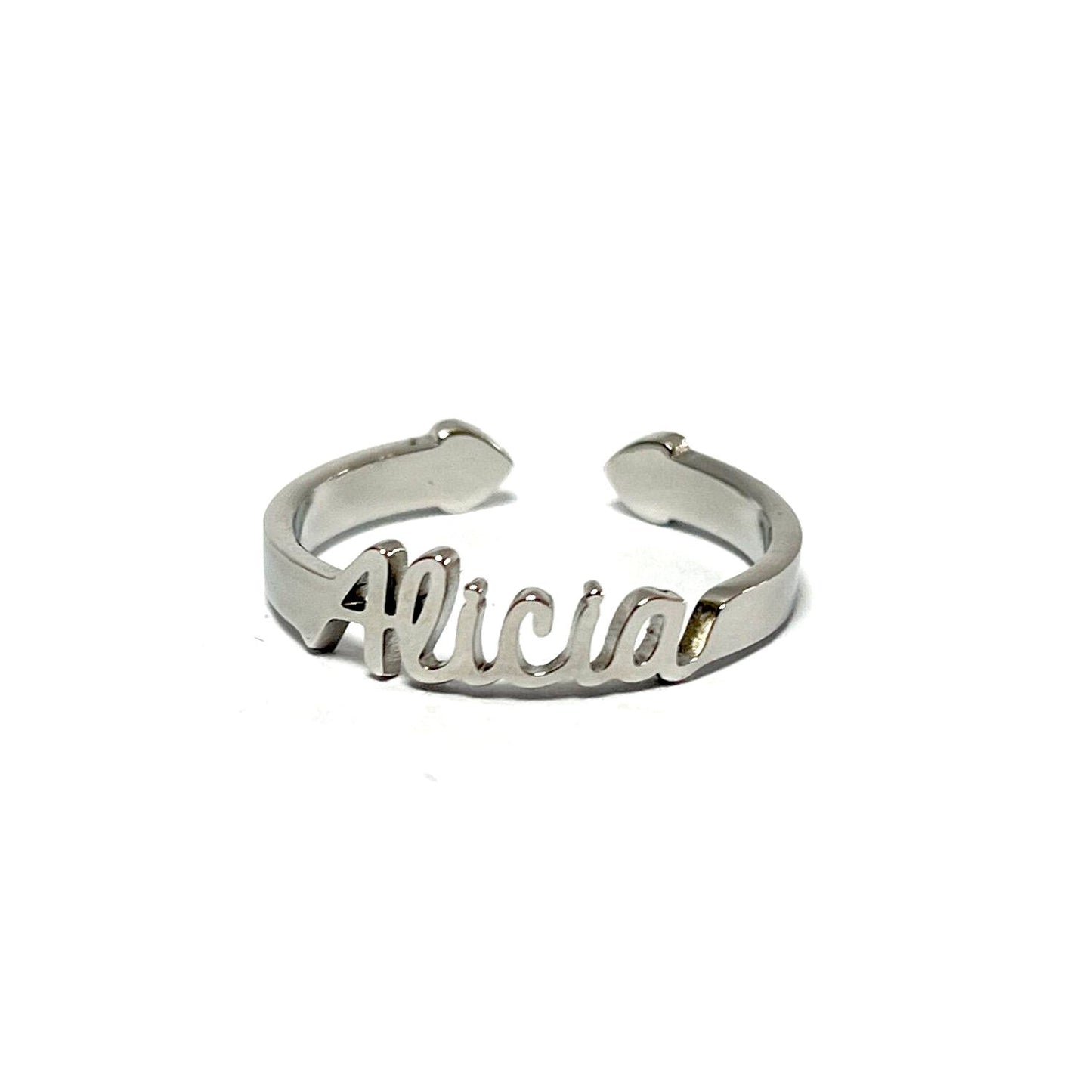 Anillo con Nombres, ajustables, de acero inoxidable