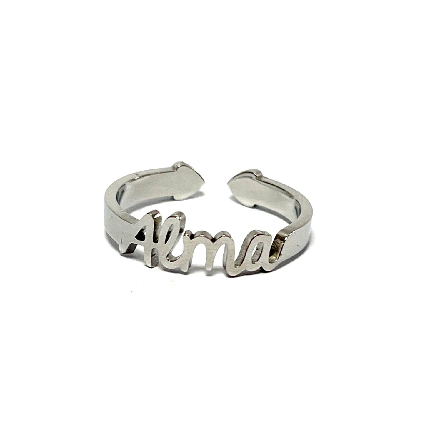 Anillo con Nombres, ajustables, de acero inoxidable