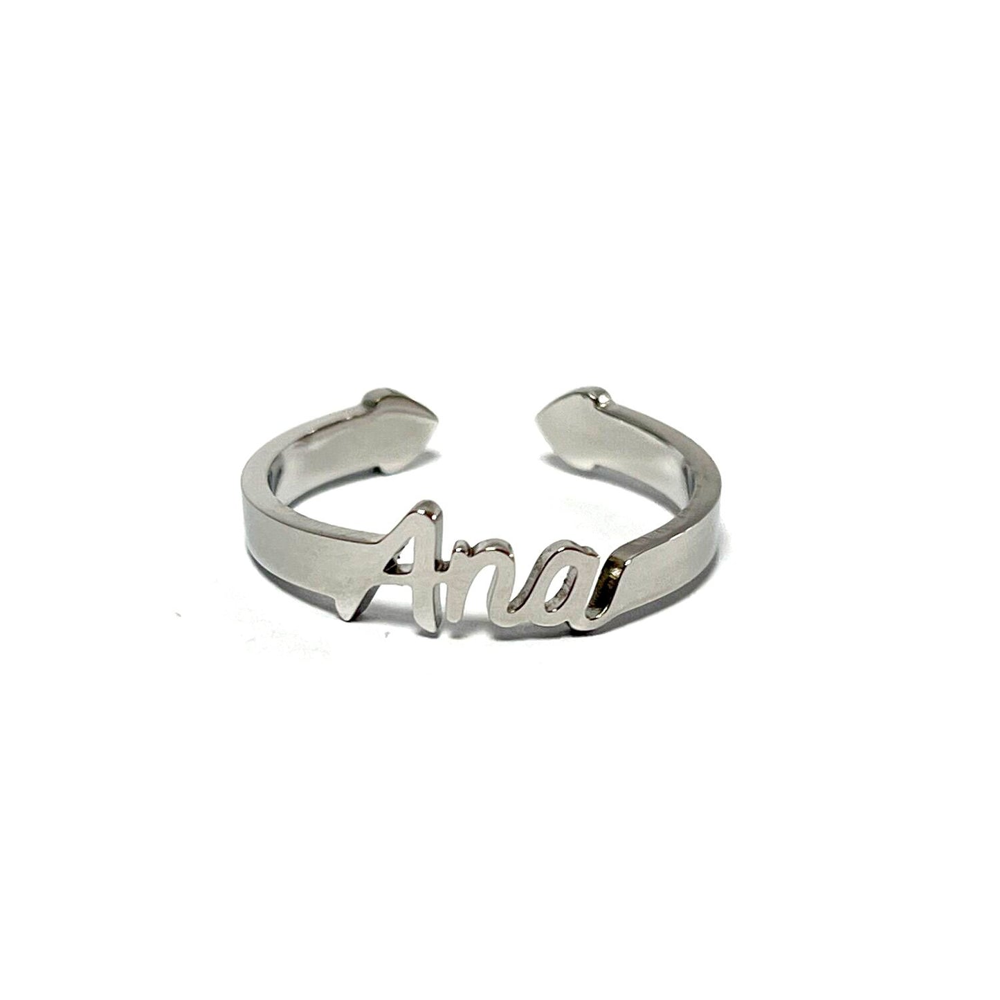 Anillo con Nombres, ajustables, de acero inoxidable