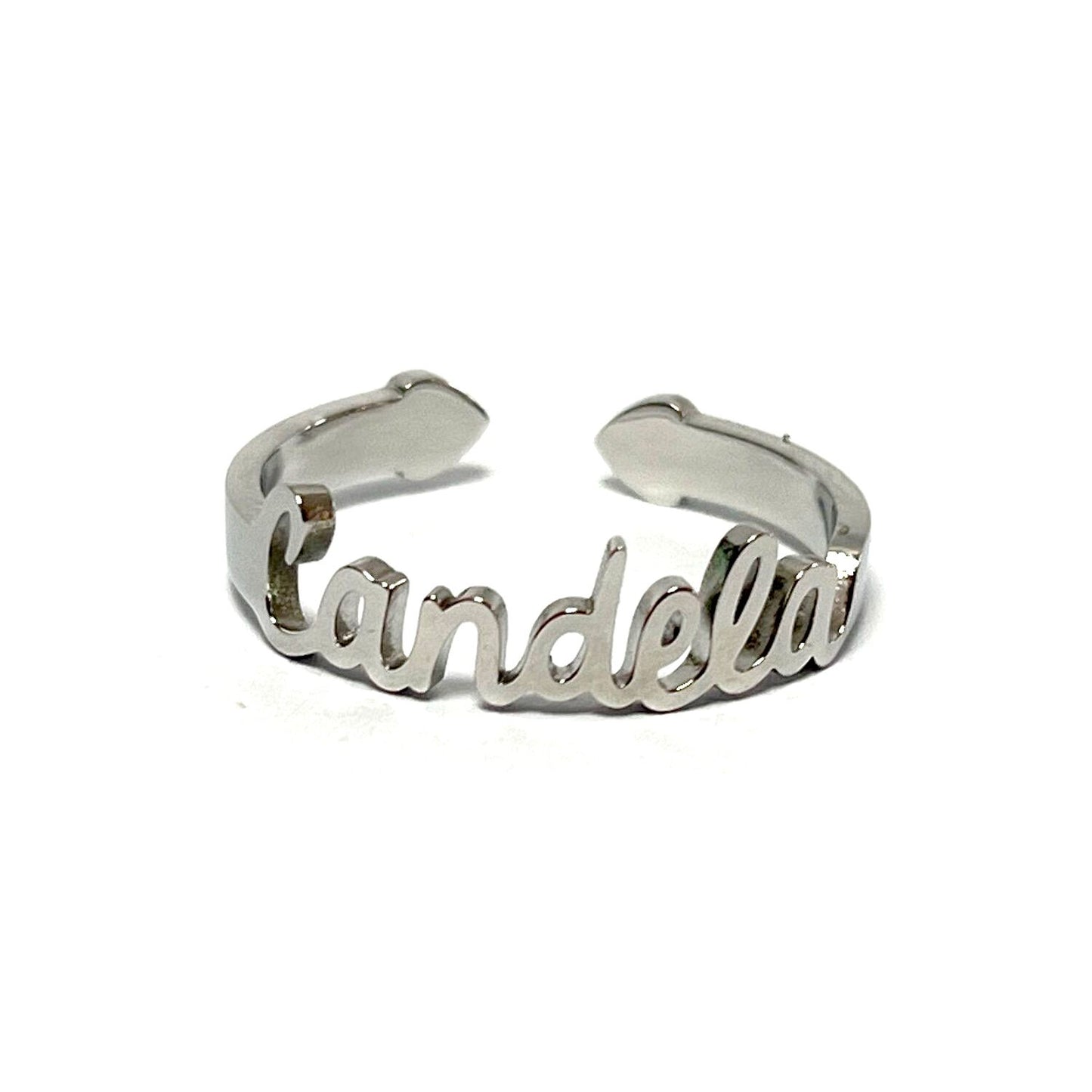 Anillo con Nombres, ajustables, de acero inoxidable