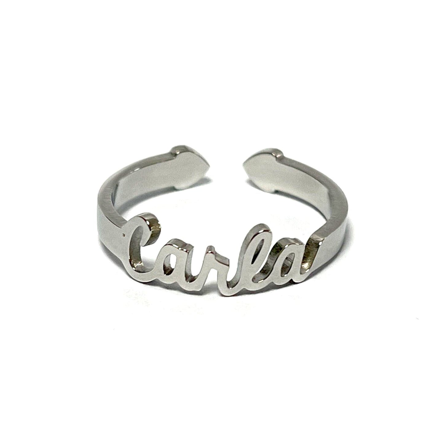 Anillo con Nombres, ajustables, de acero inoxidable
