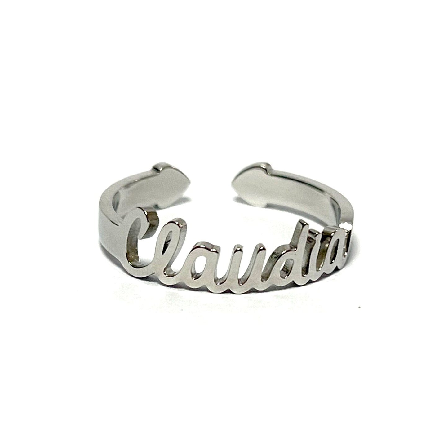 Anillo con Nombres, ajustables, de acero inoxidable