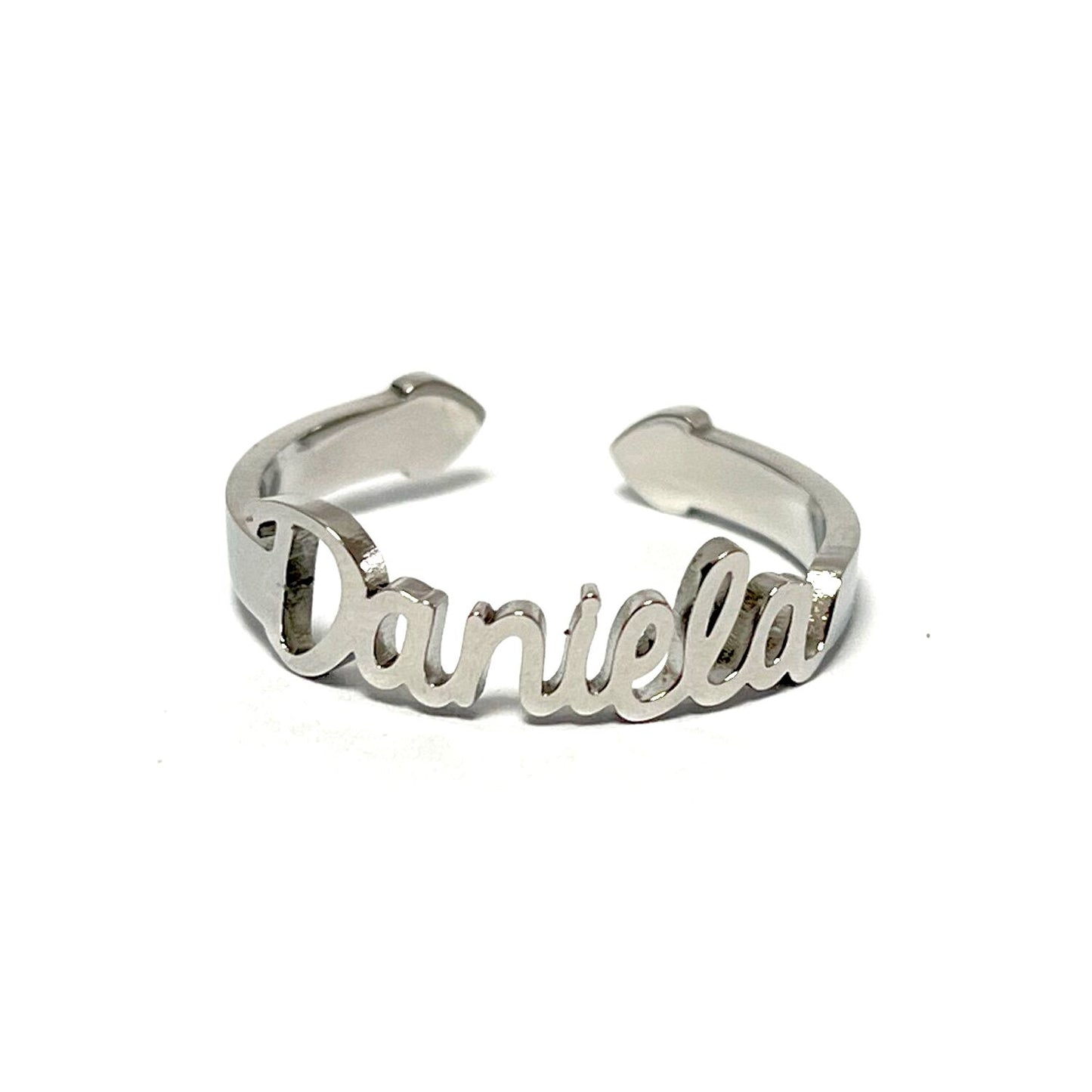 Anillo con Nombres, ajustables, de acero inoxidable
