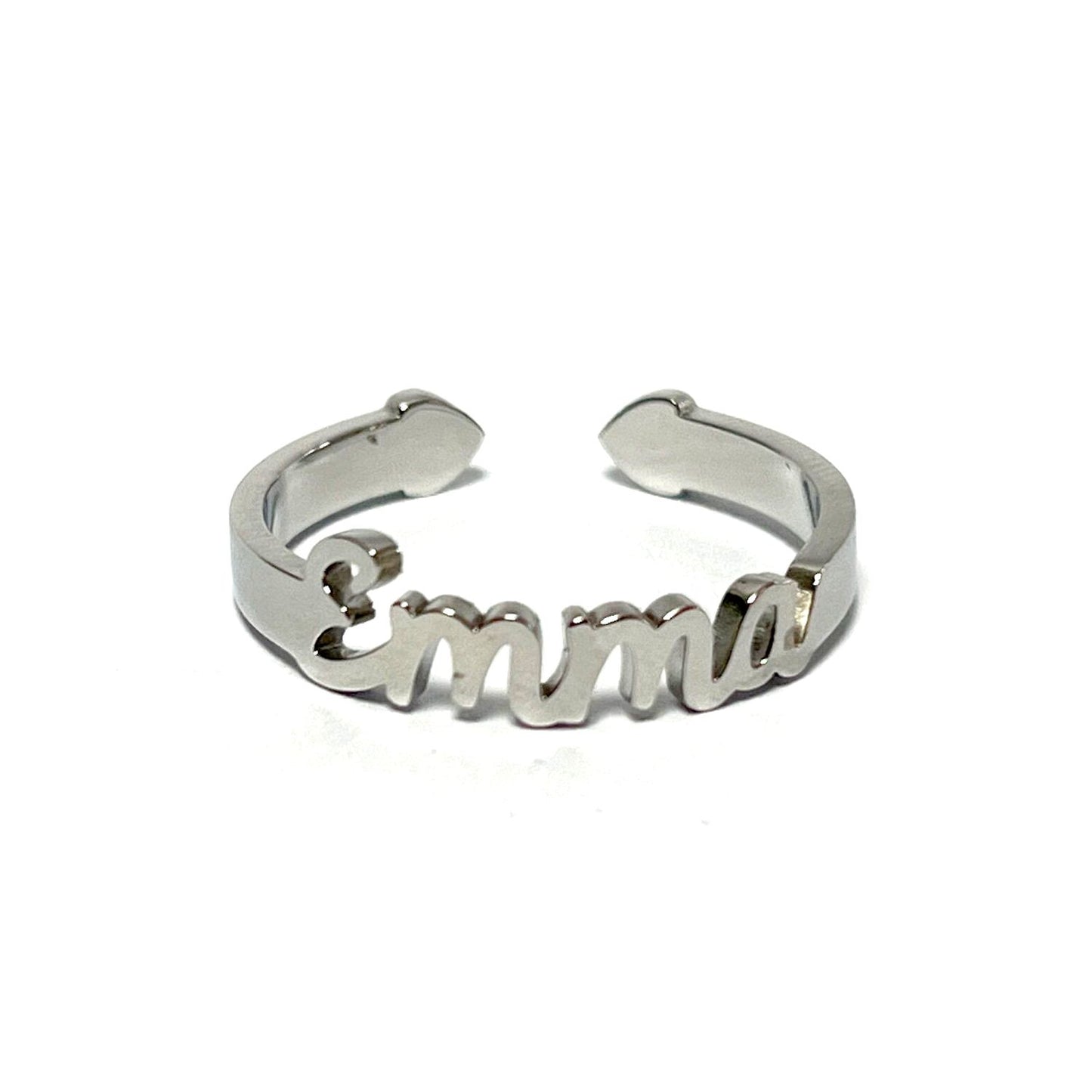 Anillo con Nombres, ajustables, de acero inoxidable
