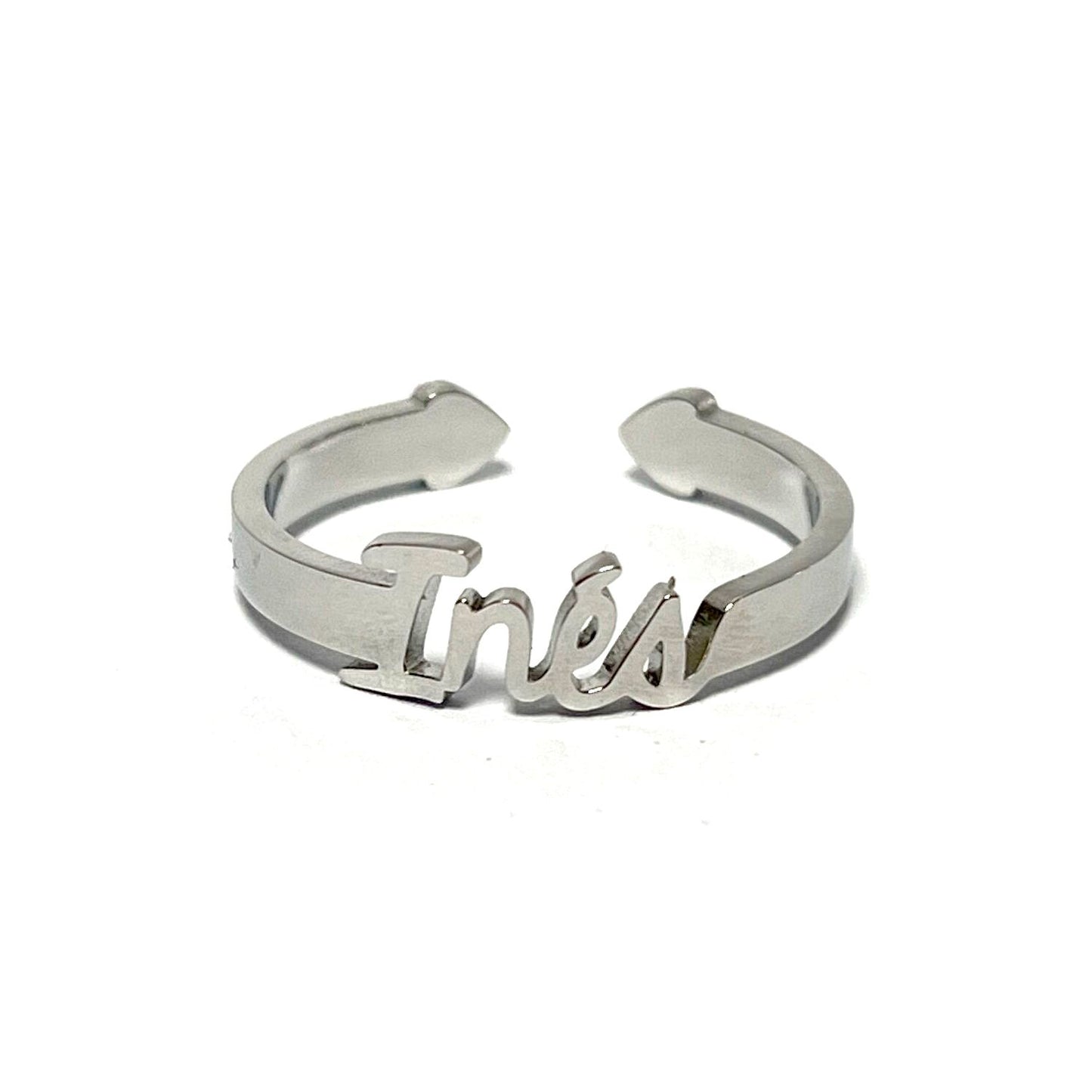 Anillo con Nombres, ajustables, de acero inoxidable