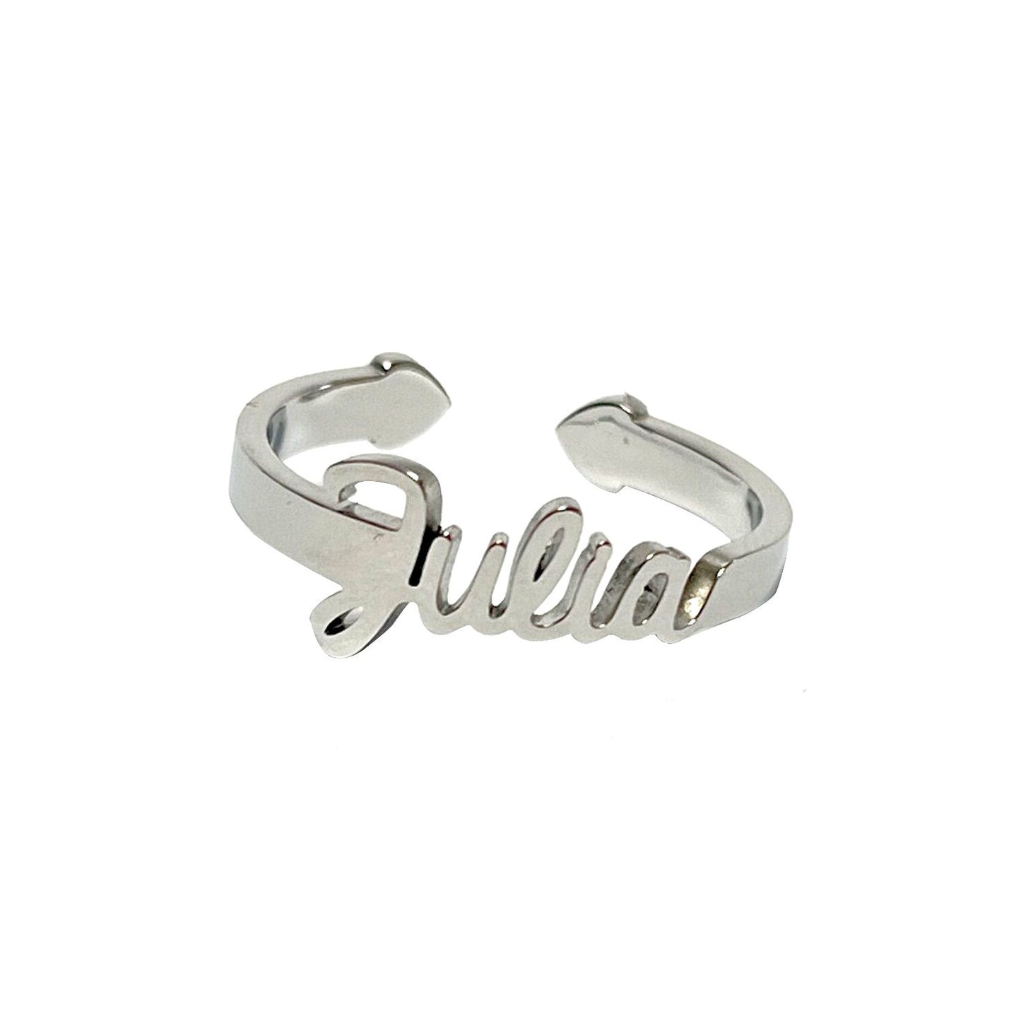 Anillo con Nombres, ajustables, de acero inoxidable