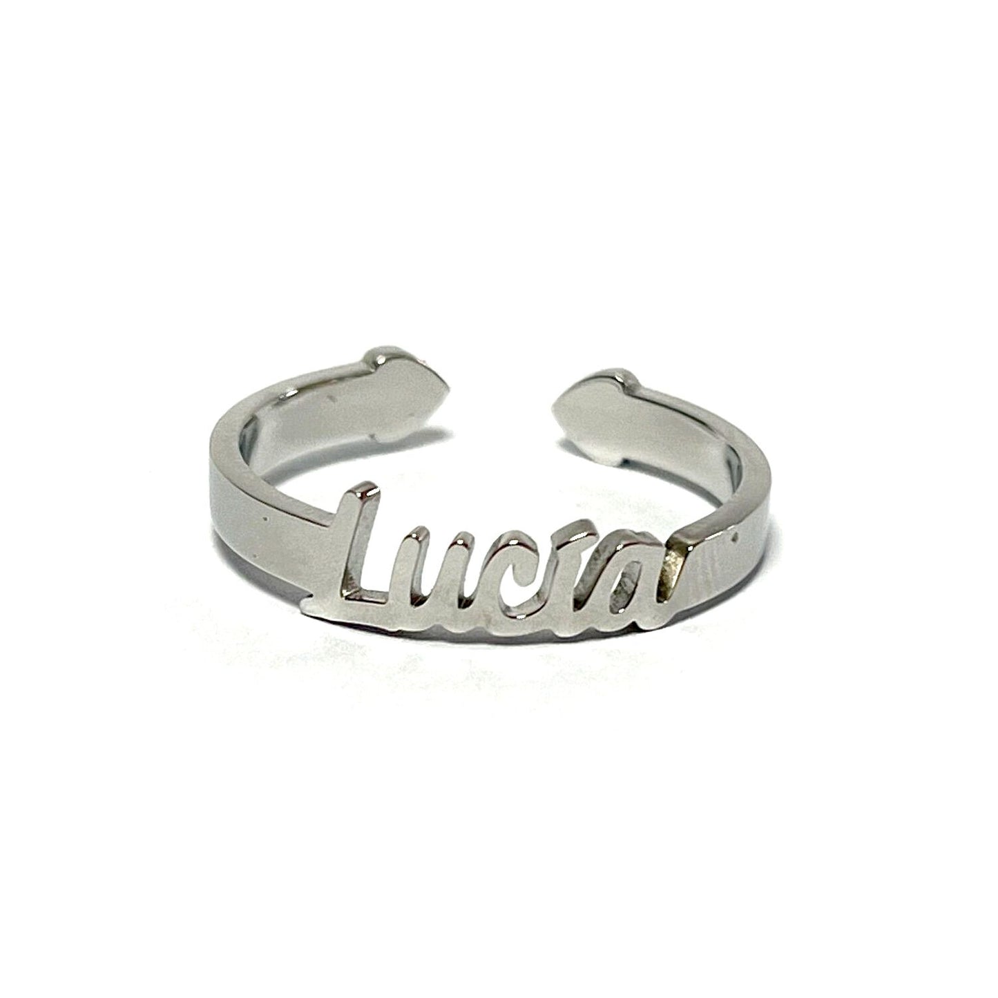 Anillo con Nombres, ajustables, de acero inoxidable