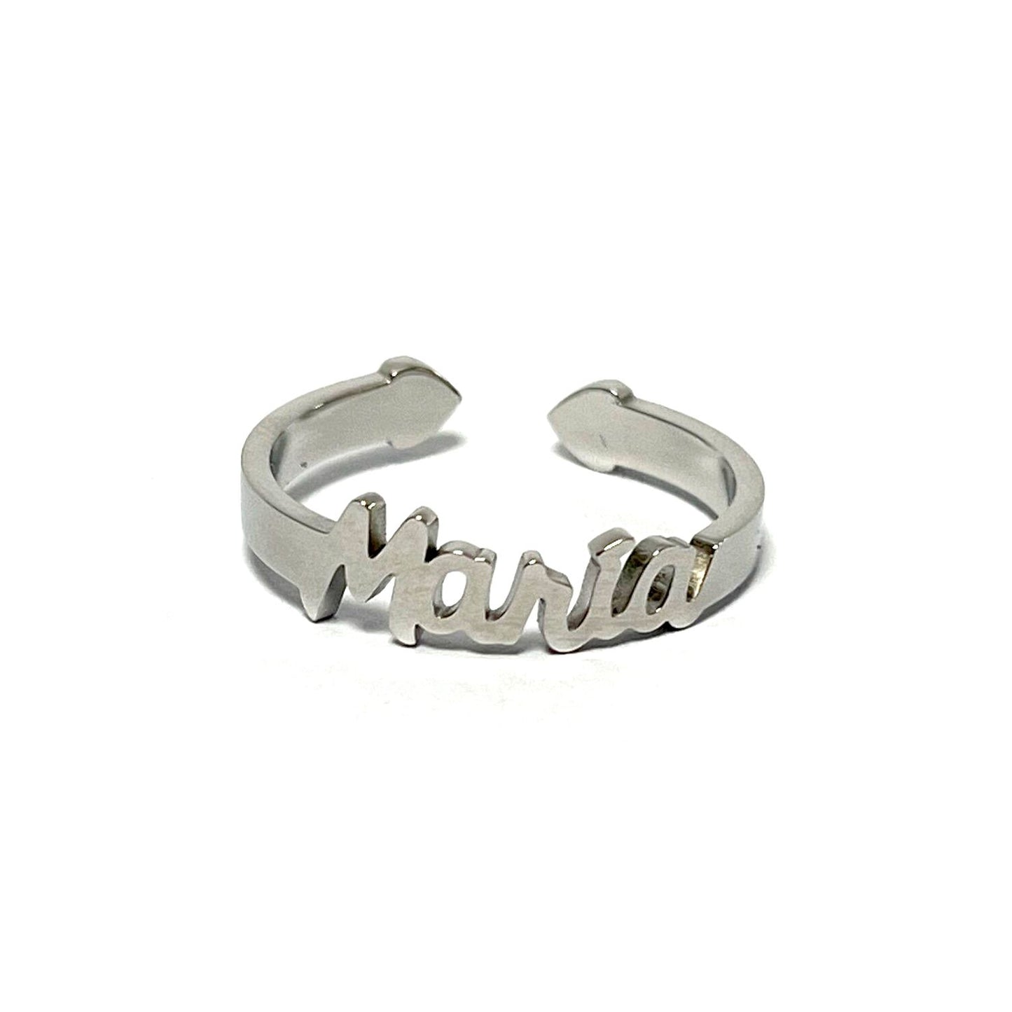 Anillo con Nombres, ajustables, de acero inoxidable