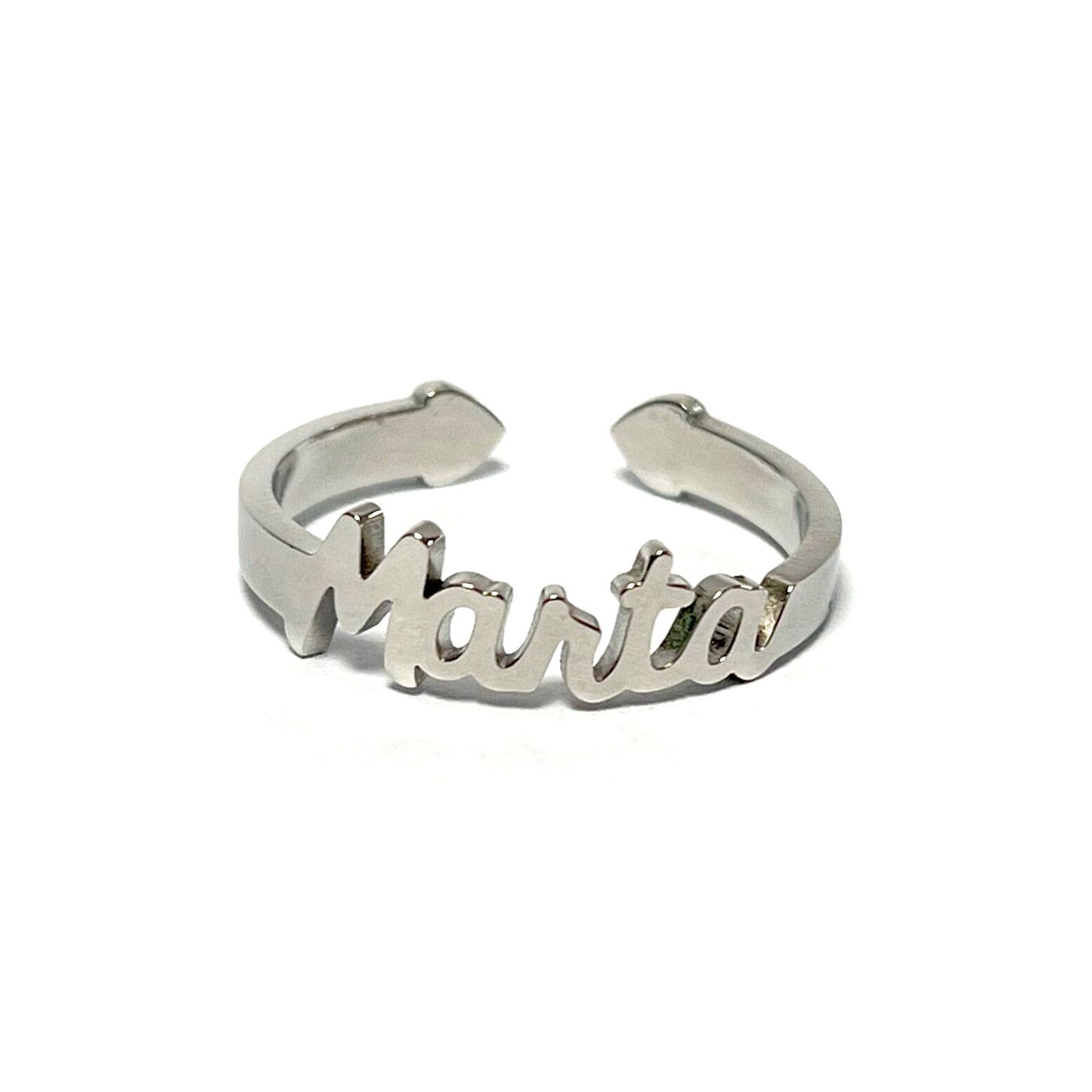 Anillo con Nombres, ajustables, de acero inoxidable