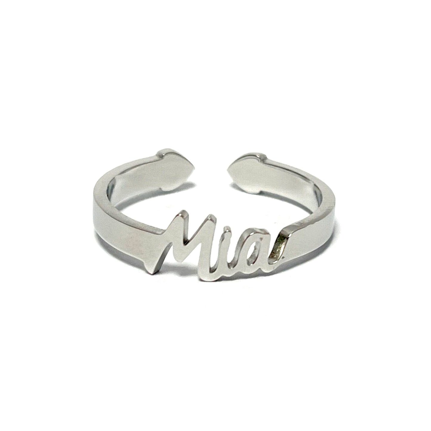 Anillo con Nombres, ajustables, de acero inoxidable