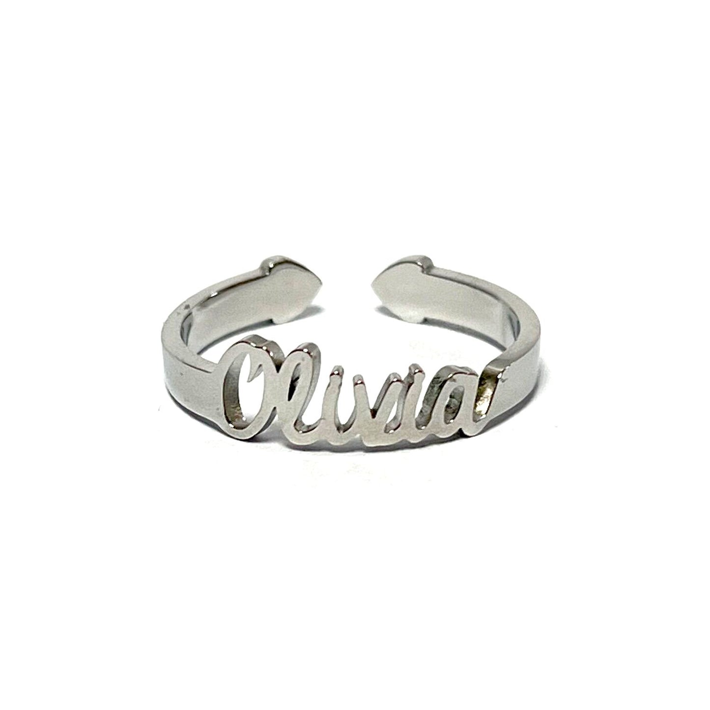 Anillo con Nombres, ajustables, de acero inoxidable