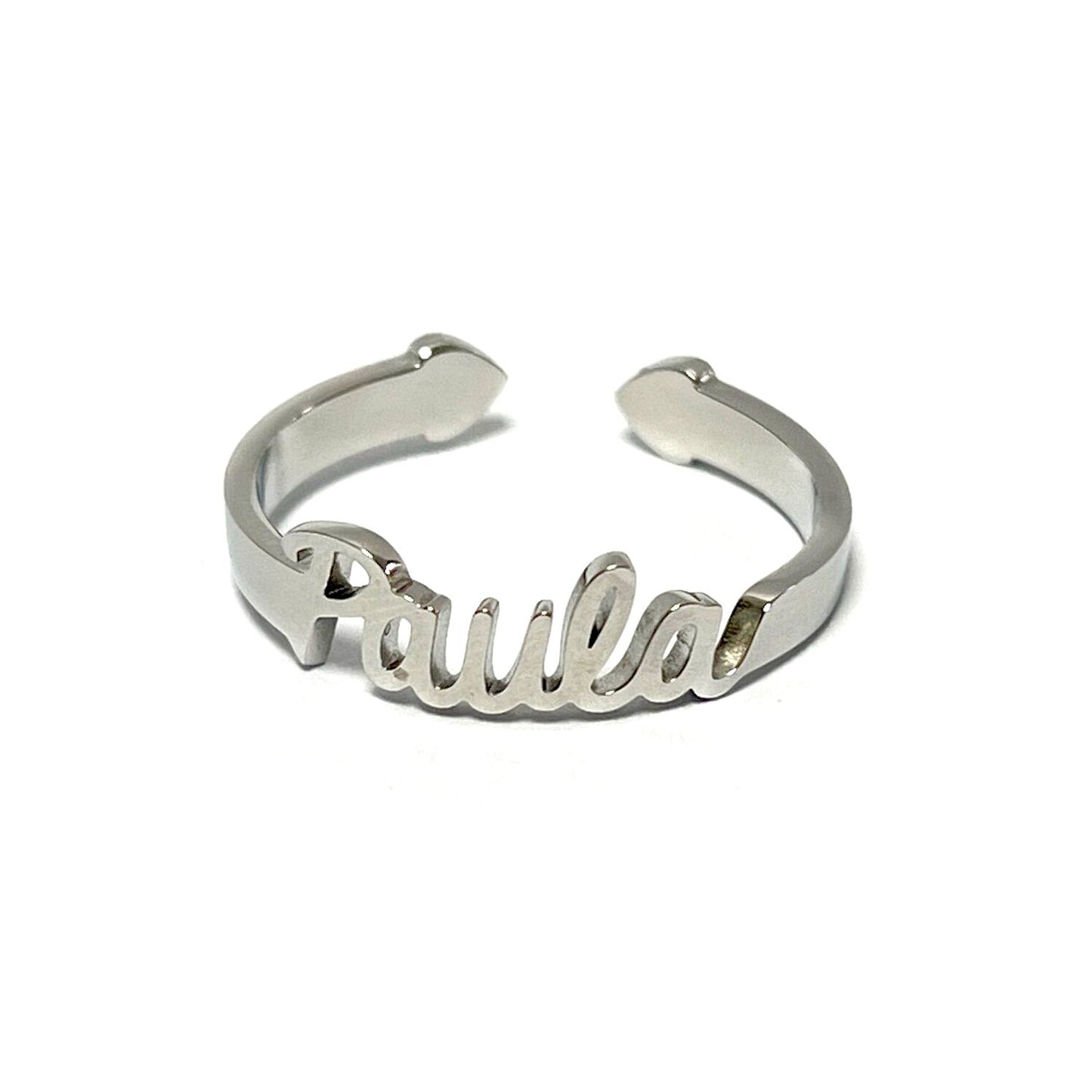 Anillo con Nombres, ajustables, de acero inoxidable