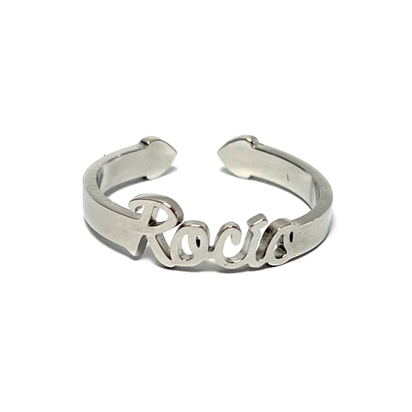 Anillo con Nombres, ajustables, de acero inoxidable