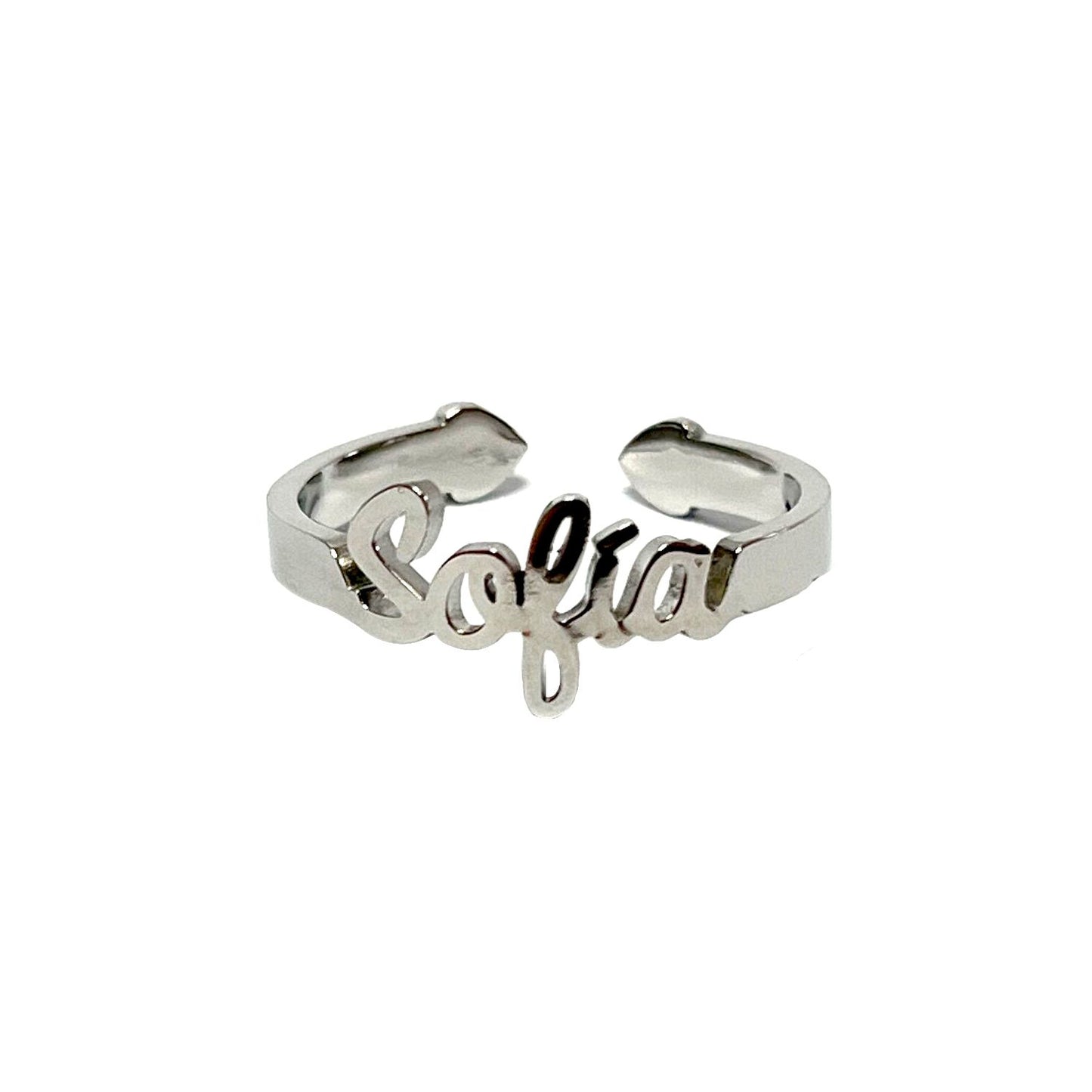 Anillo con Nombres, ajustables, de acero inoxidable