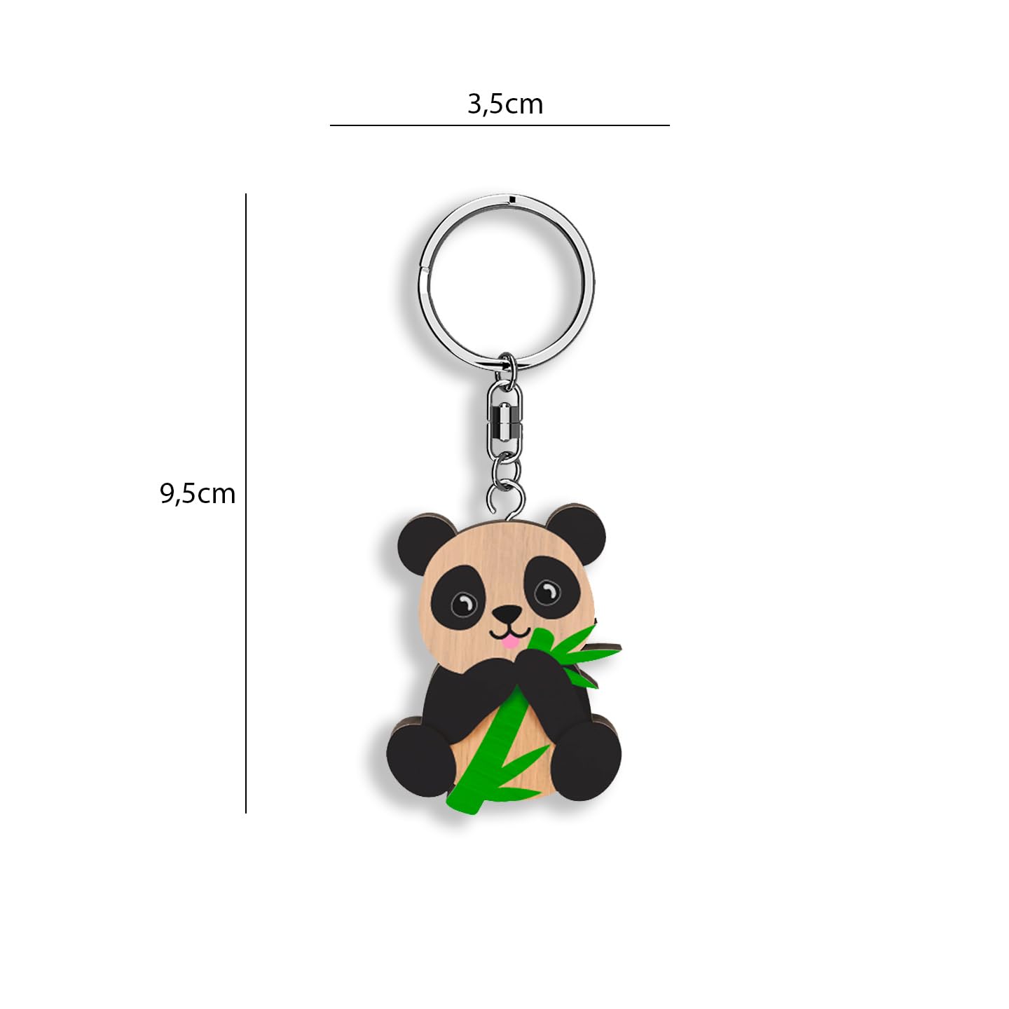 Llavero de madera con forma de Oso Panda