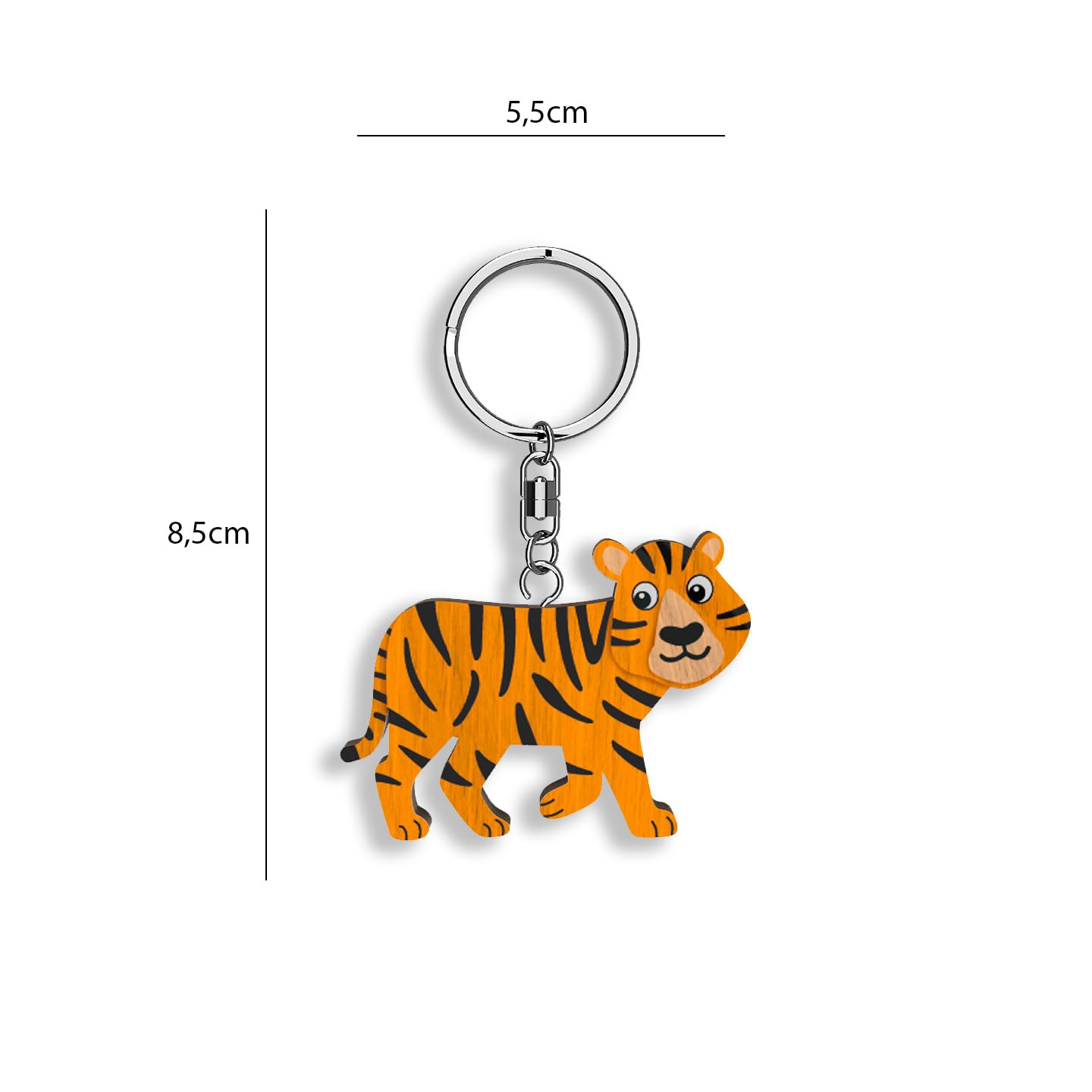 Llavero de madera con forma de Tigre