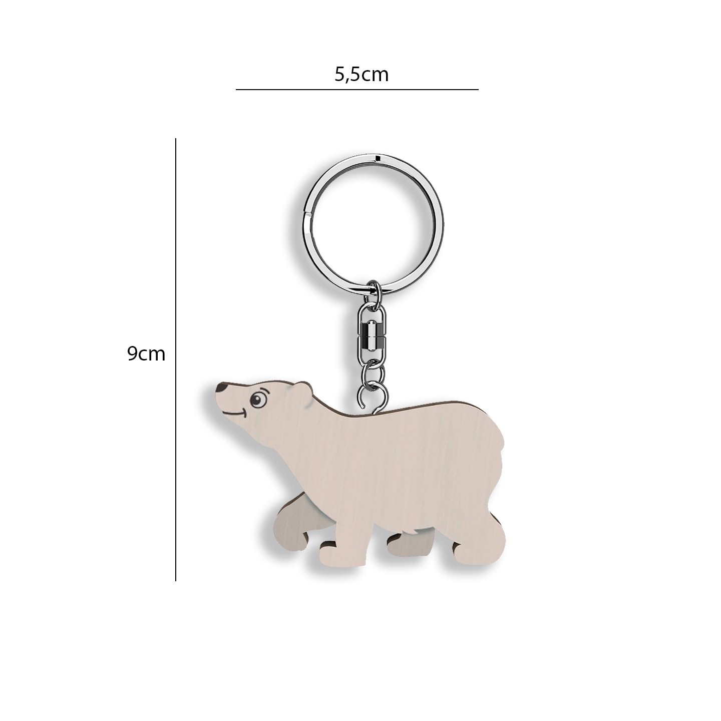 Llavero de madera con forma de Oso Polar