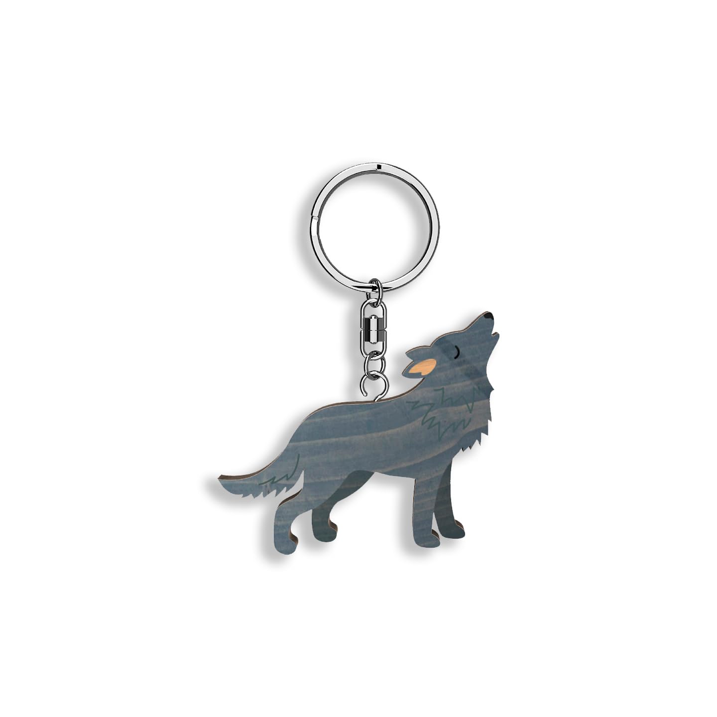 Llavero de madera con forma de Lobo