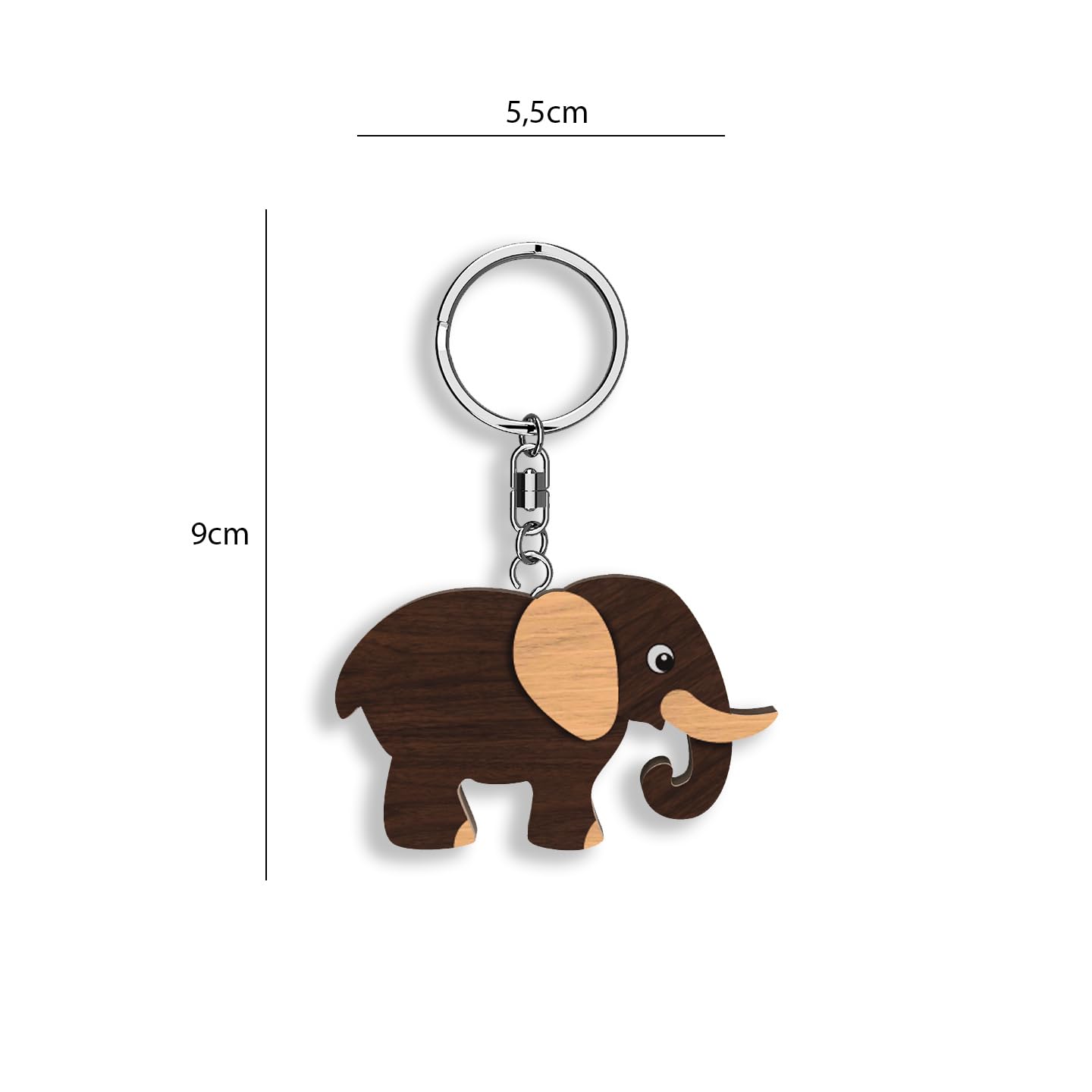Llavero de madera con forma de Elefante