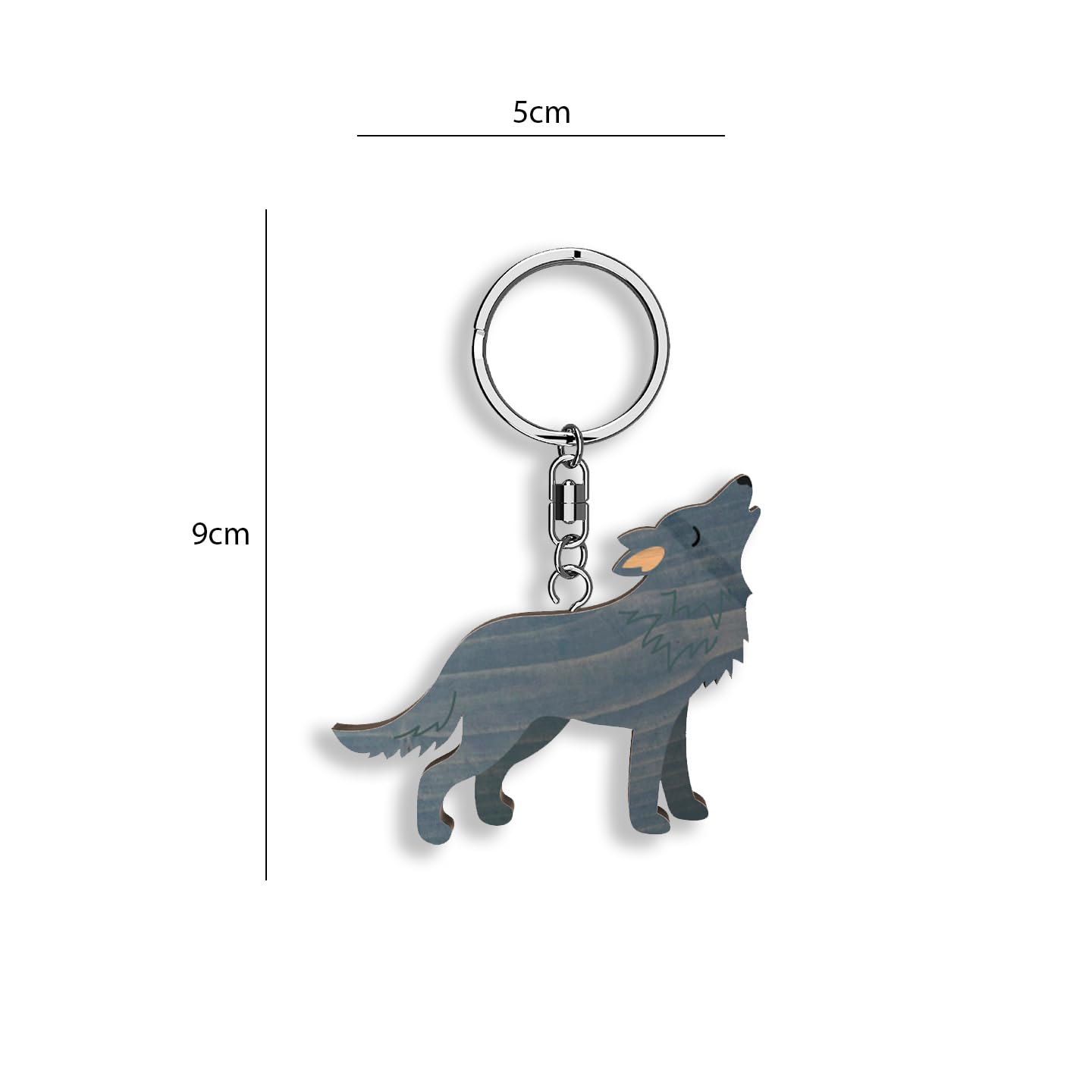 Llavero de madera con forma de Lobo