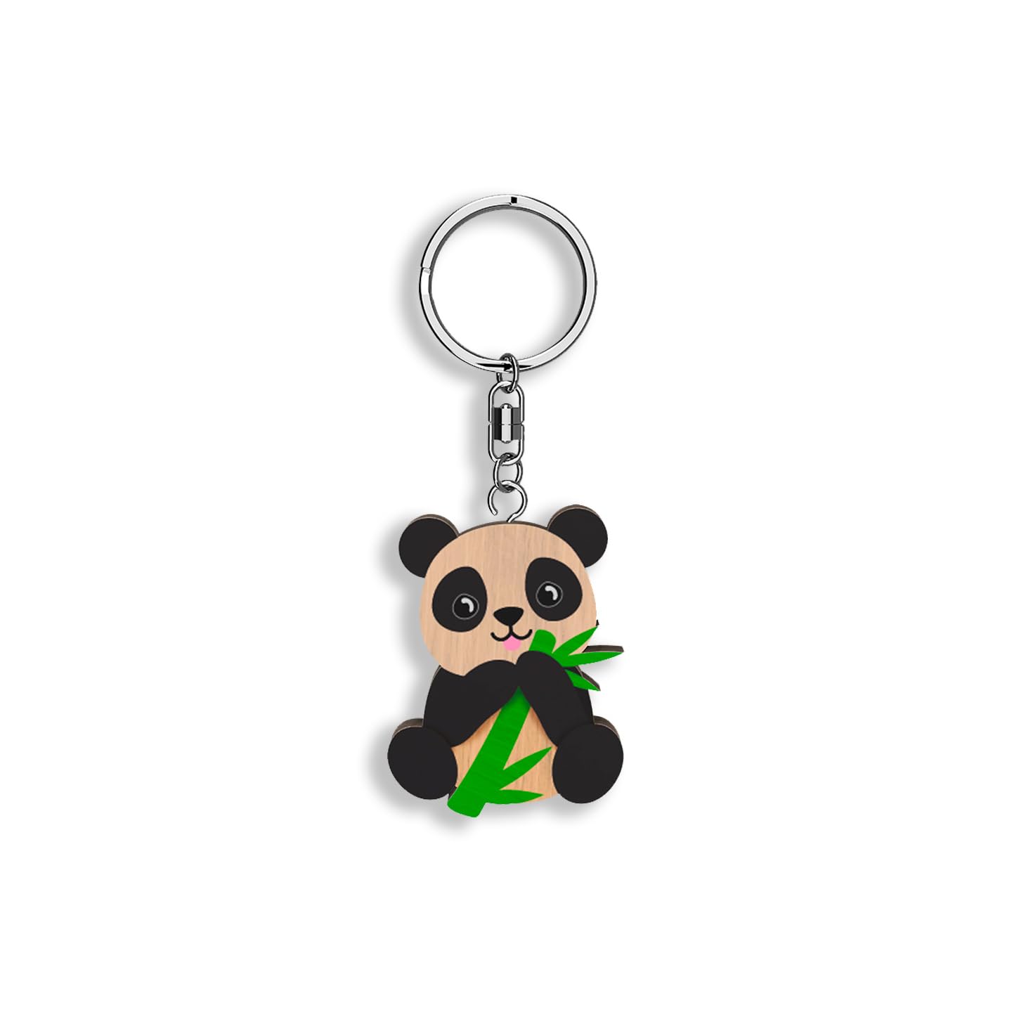 Llavero de madera con forma de Oso Panda