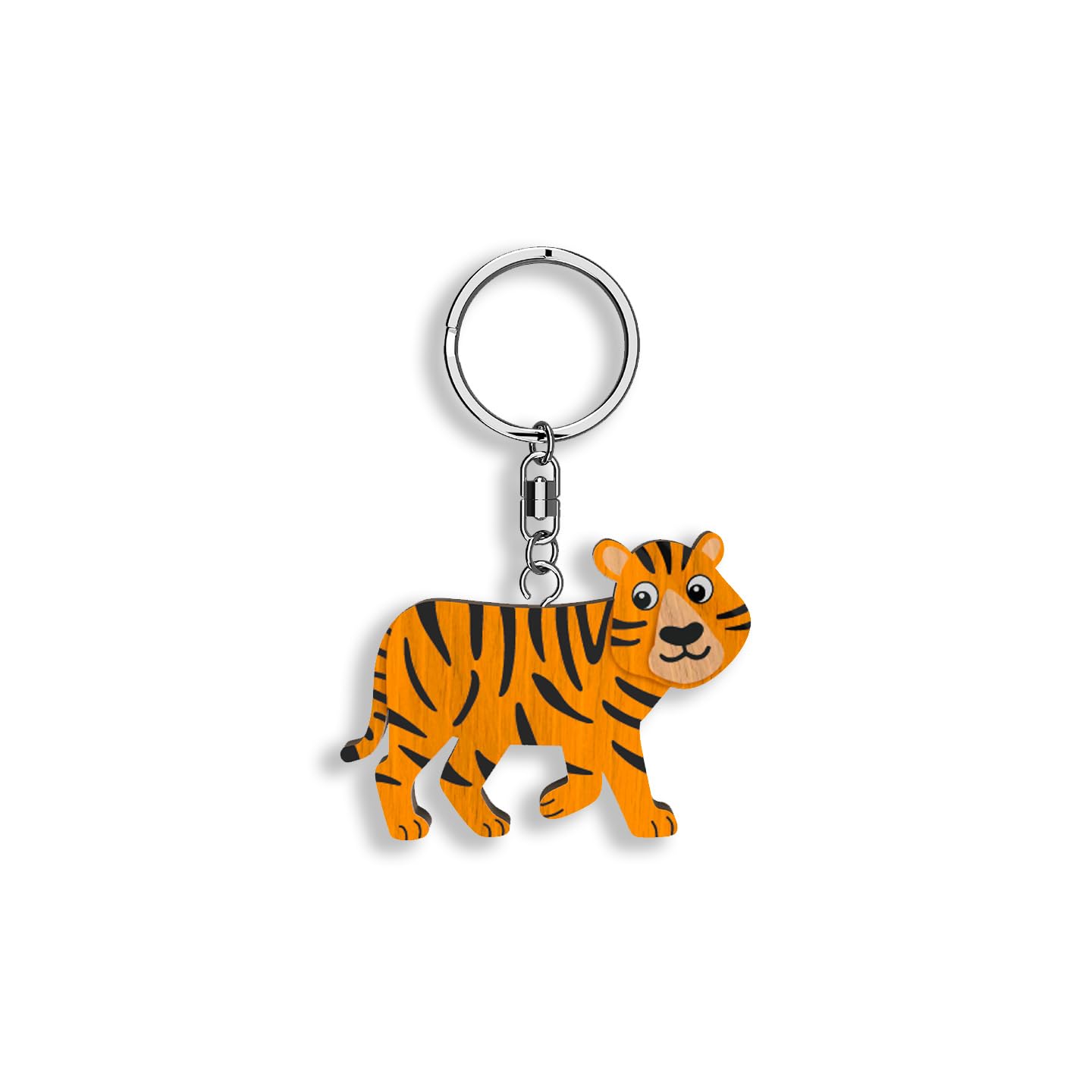 Llavero de madera con forma de Tigre