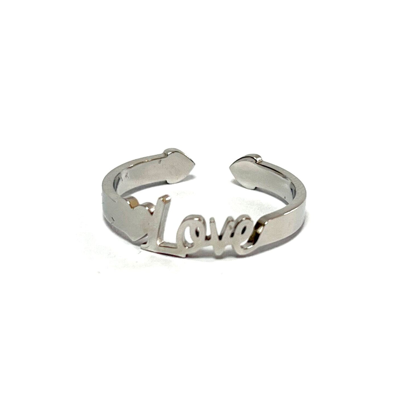 Anillo Love, ajustable, de acero inoxidable