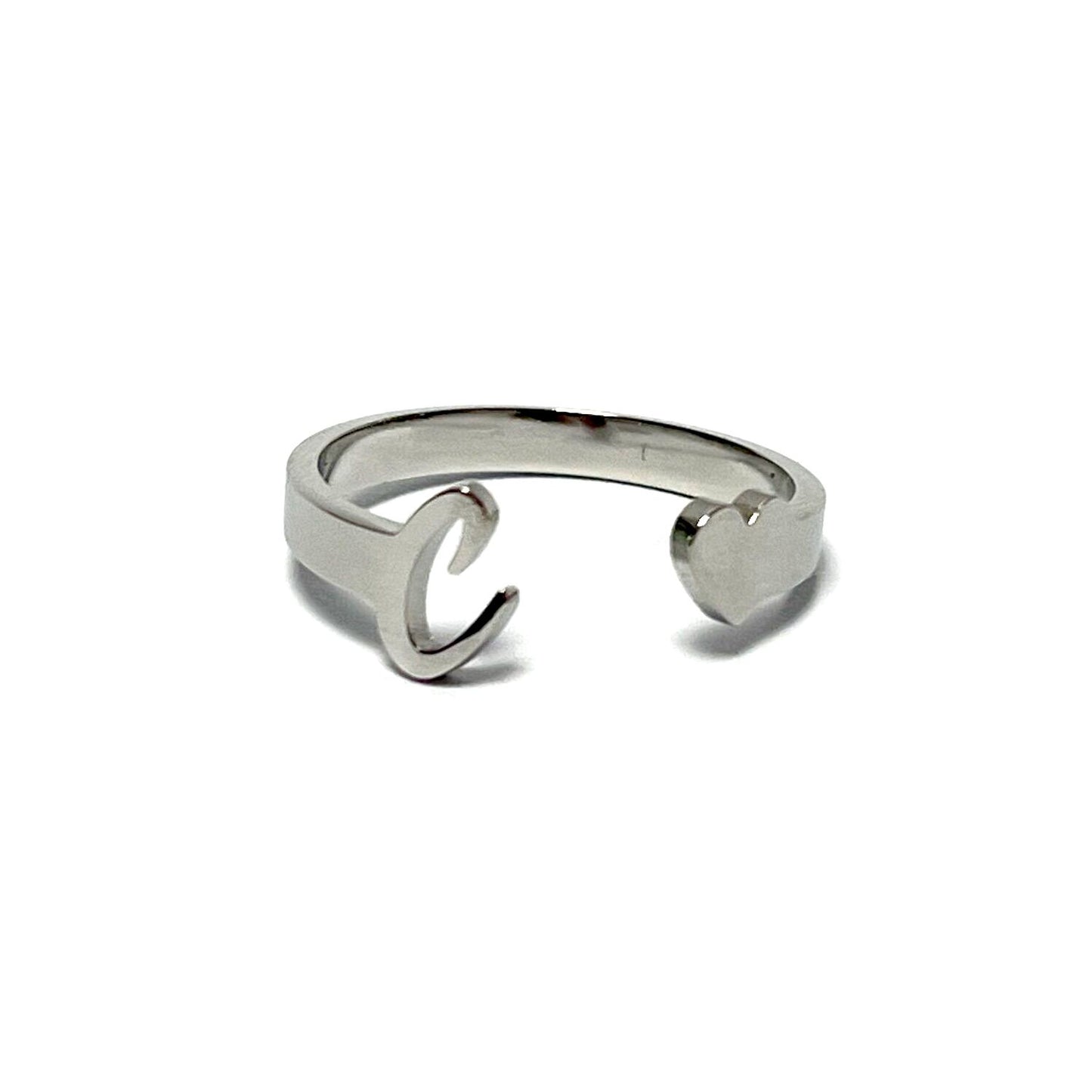Anillo letras, ajustables, de acero inoxidable