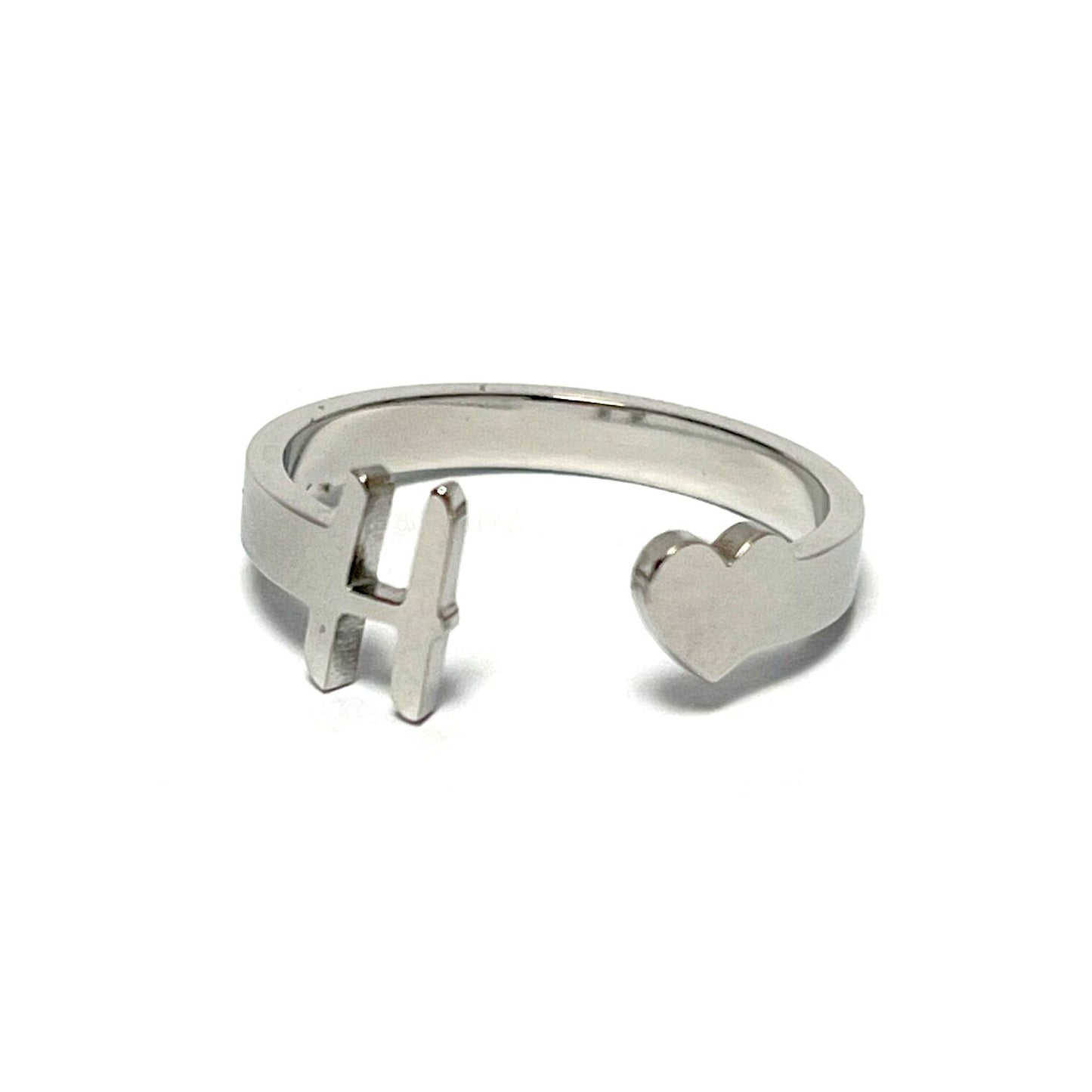 Anillo letras, ajustables, de acero inoxidable