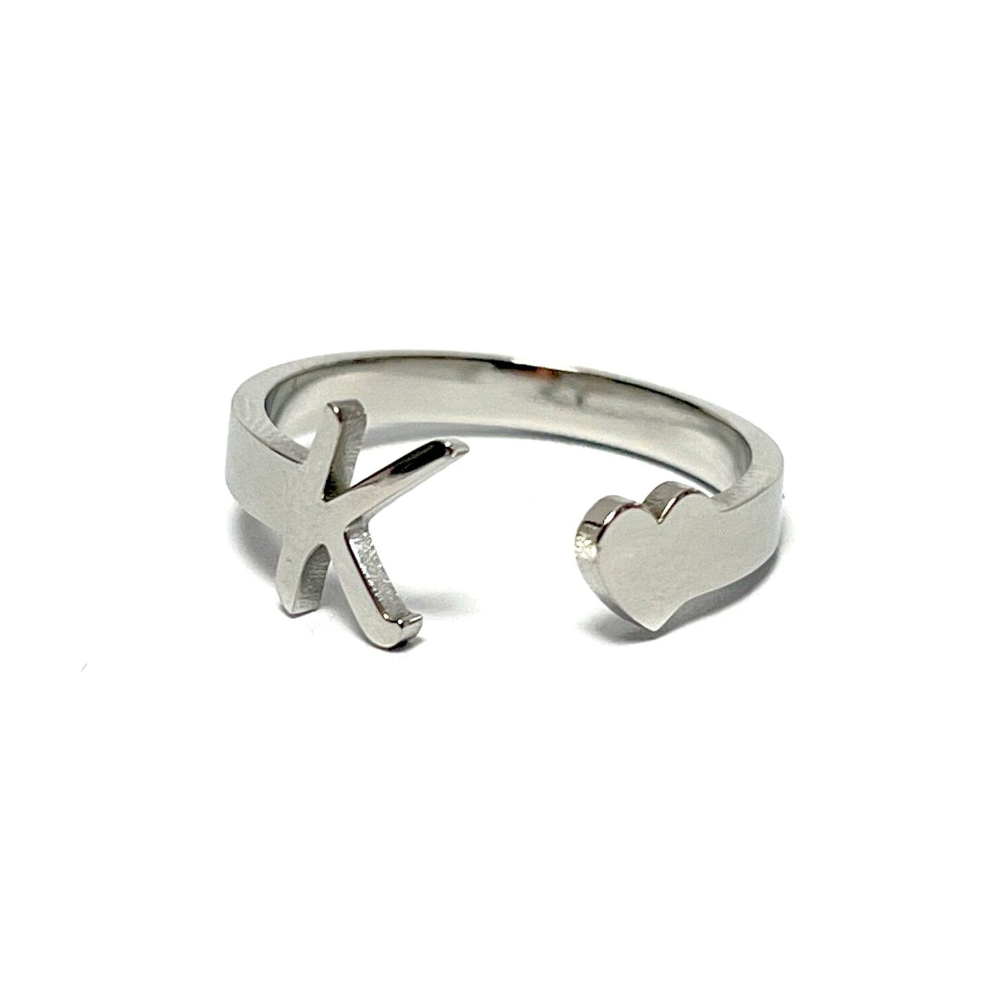 Anillo letras, ajustables, de acero inoxidable