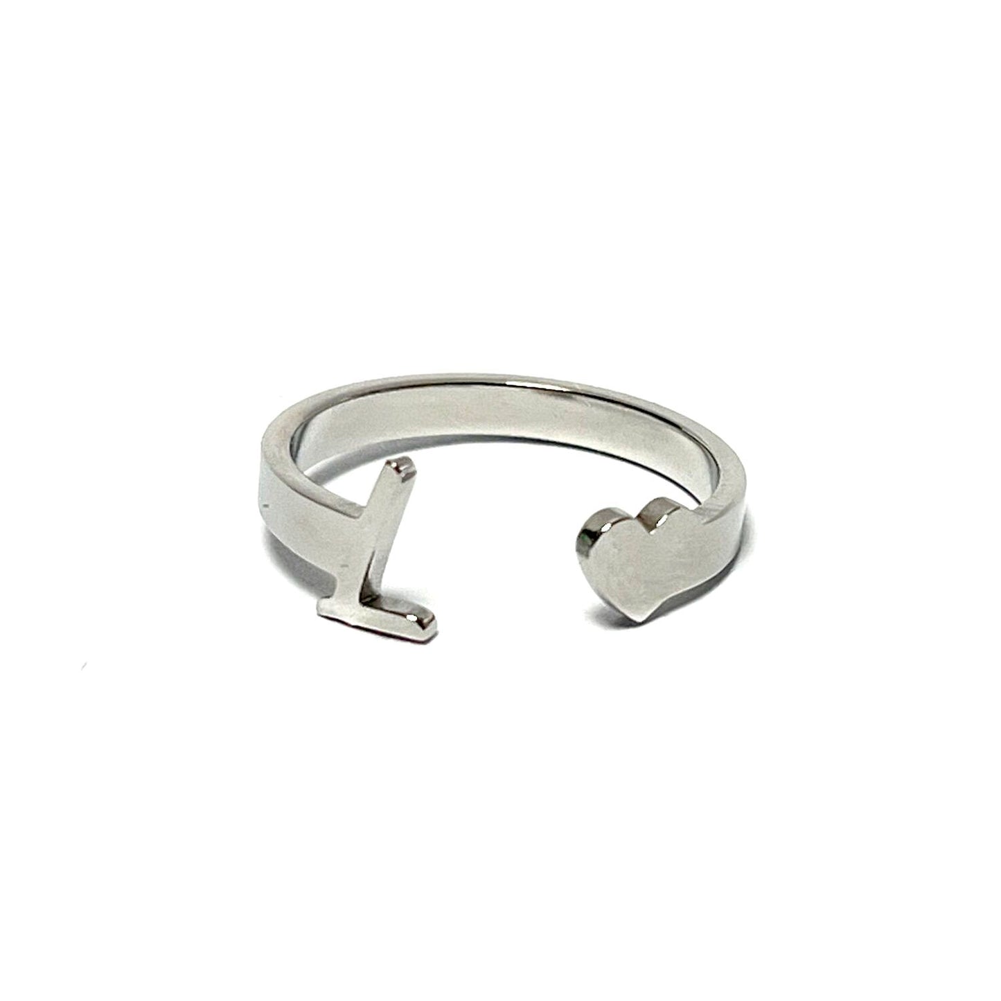 Anillo letras, ajustables, de acero inoxidable
