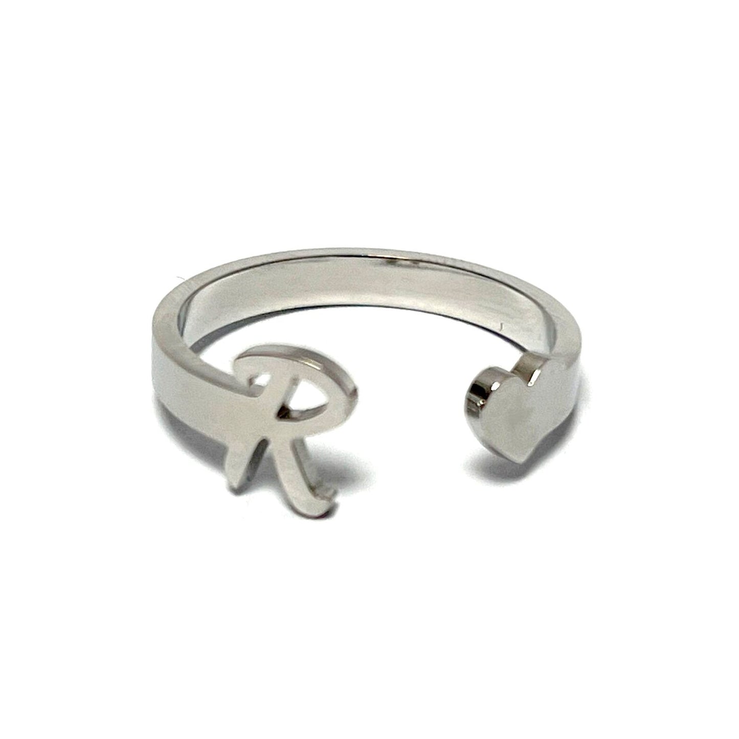 Anillo letras, ajustables, de acero inoxidable