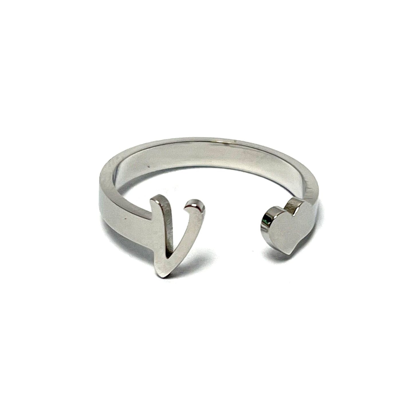 Anillo letras, ajustables, de acero inoxidable