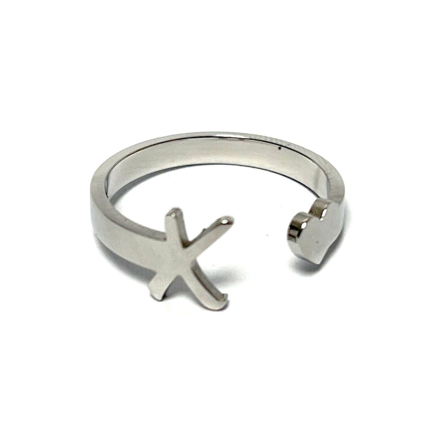 Anillo letras, ajustables, de acero inoxidable