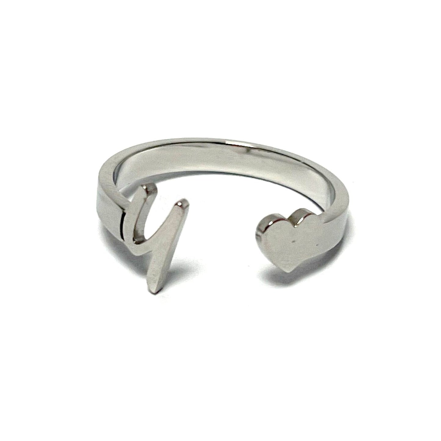 Anillo letras, ajustables, de acero inoxidable