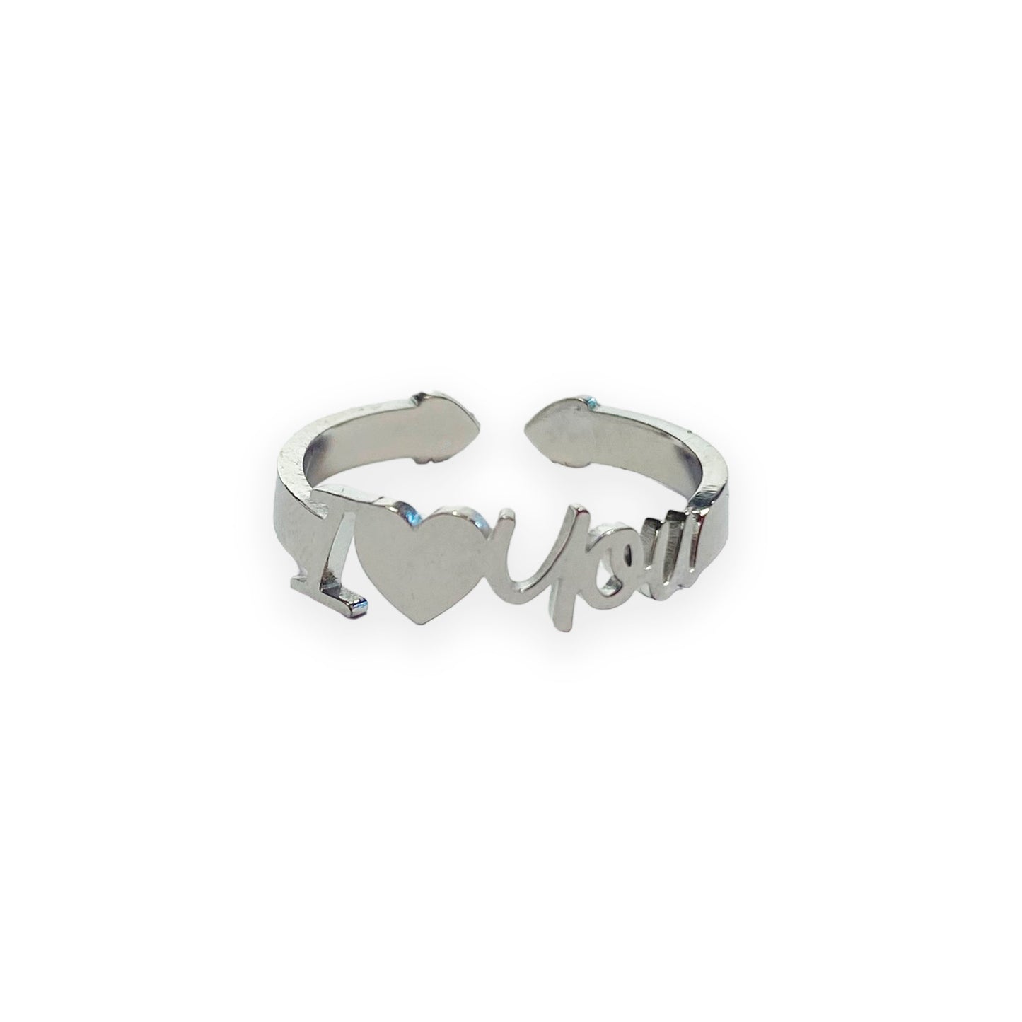 Anillo "I love You", ajustable, de acero inoxidable