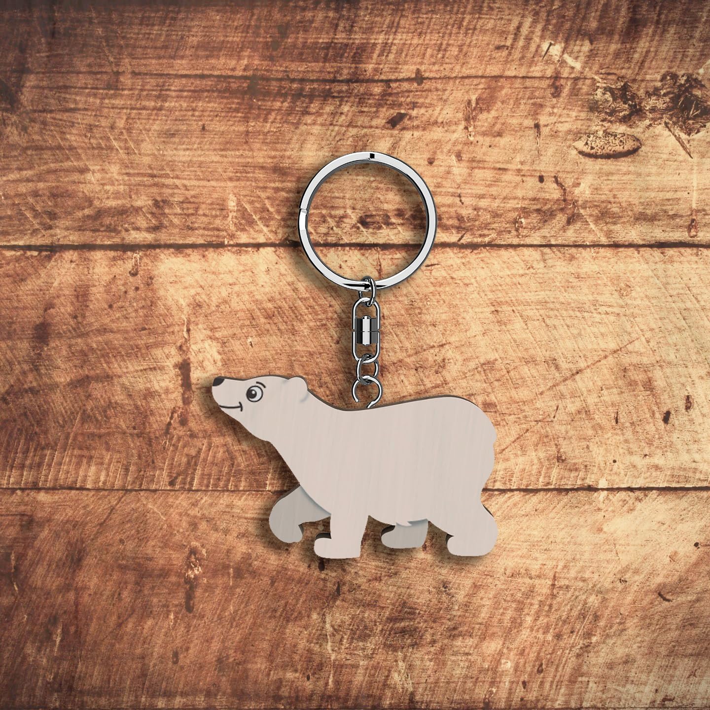 Llavero de madera con forma de Oso Polar