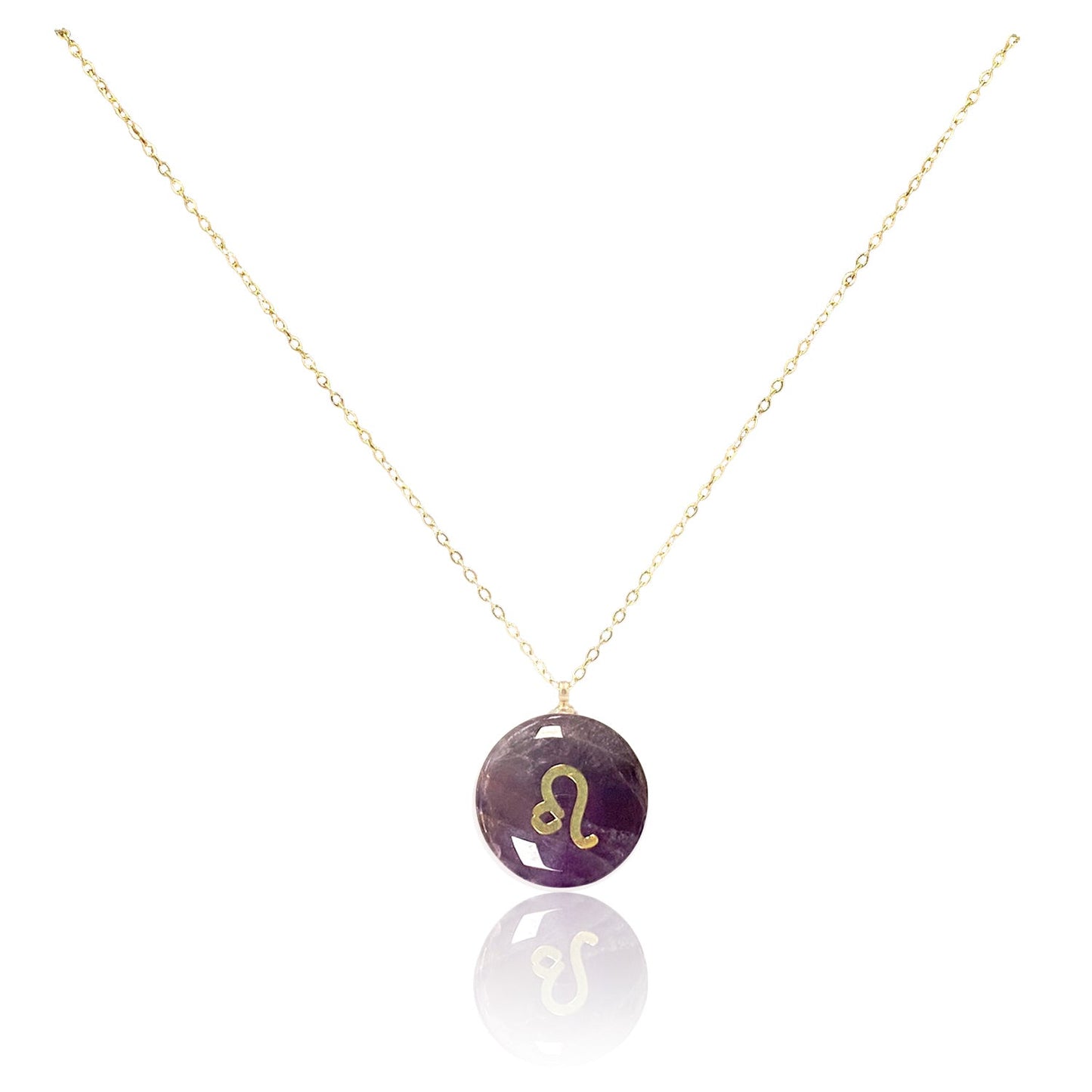 Collar bañado en oro 18K con colgante de piedra natural y signo del Zodíaco