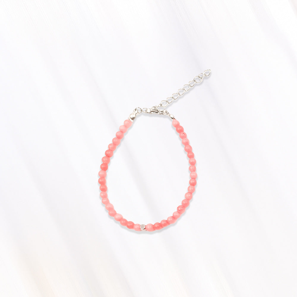 Pulsera de piedra natural Ágata rosa y metal