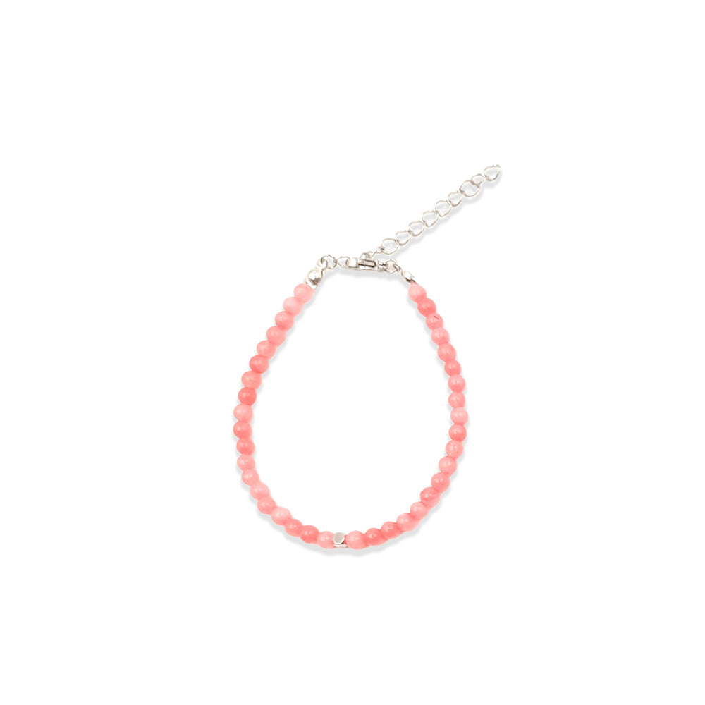Pulsera de piedra natural Ágata rosa y metal