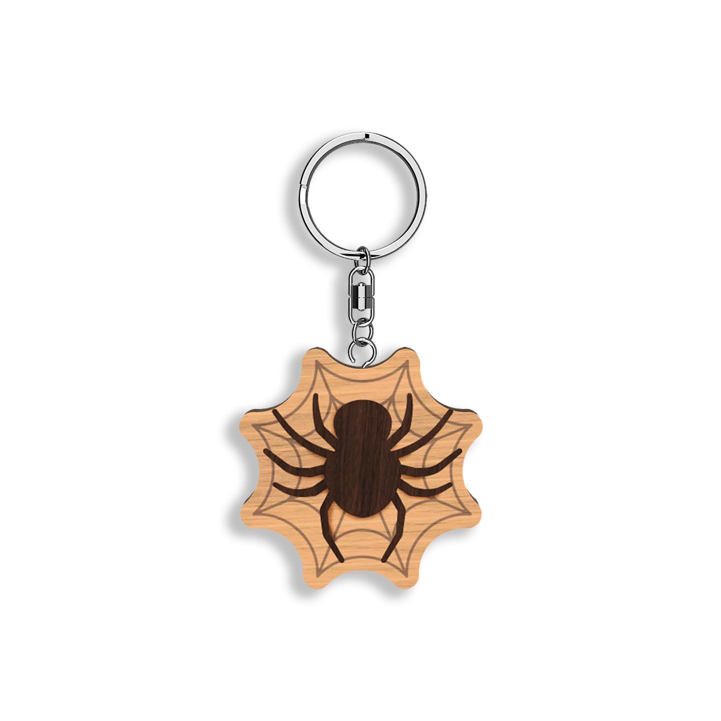Llavero de madera con forma de Araña