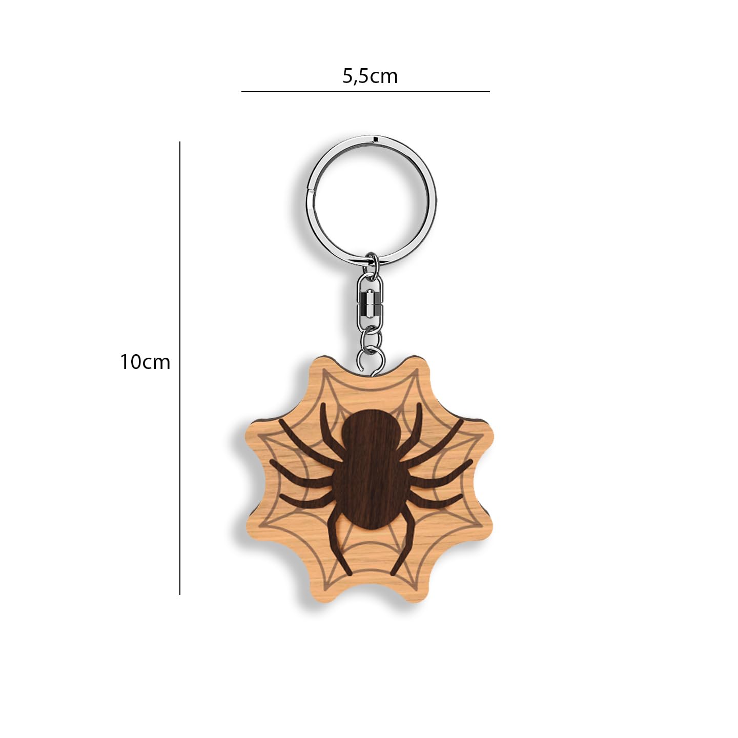 Llavero de madera con forma de Araña